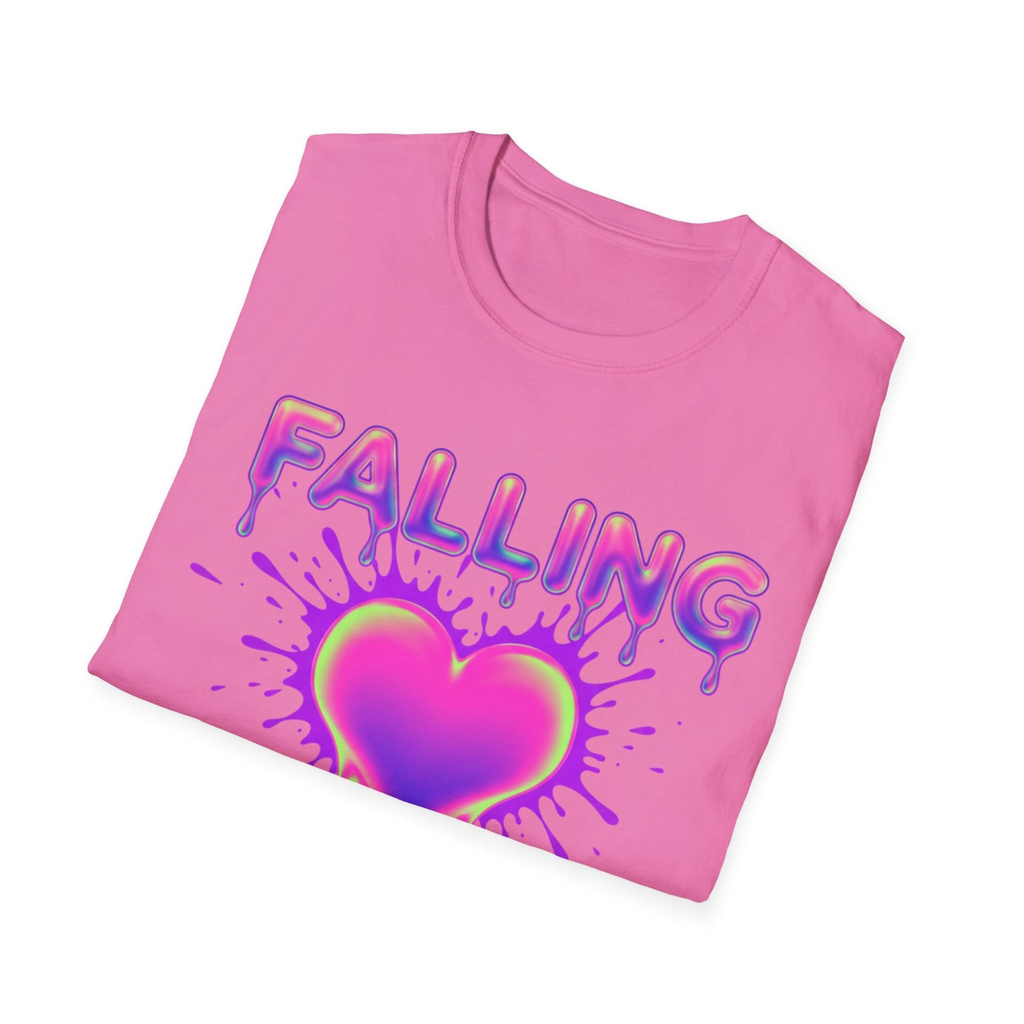 Falling Drip Heart T-Shirt | Neon Pink Purple Splash