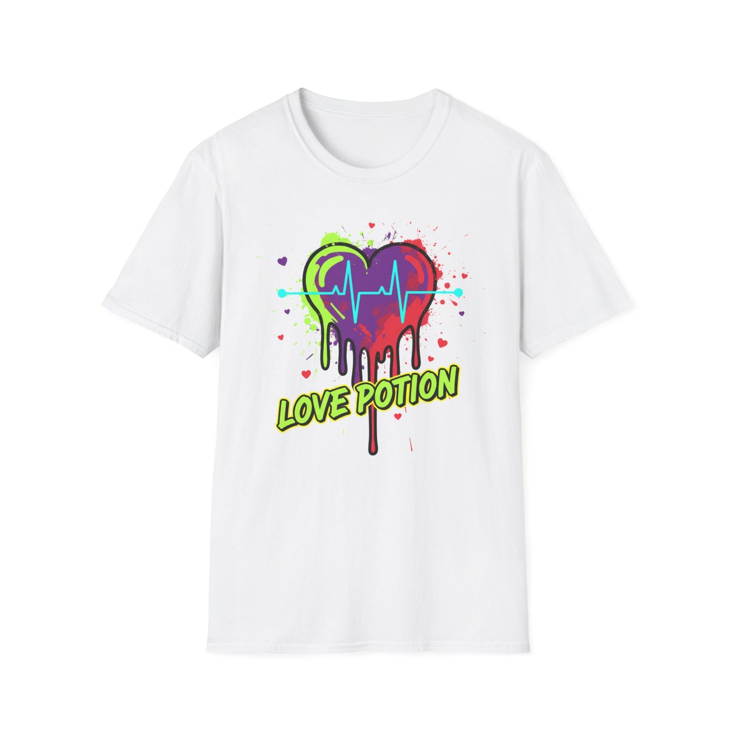Neon Drip Heart Love Potion T-Shirt | Vibrant EKG Graphic