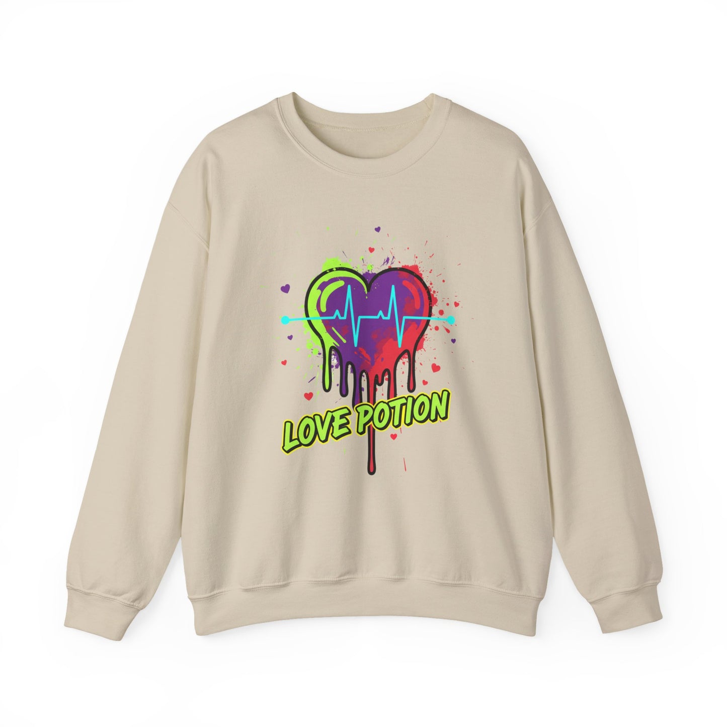 Neon Drip Heart Love Potion sweater | Vibrant EKG Graphic