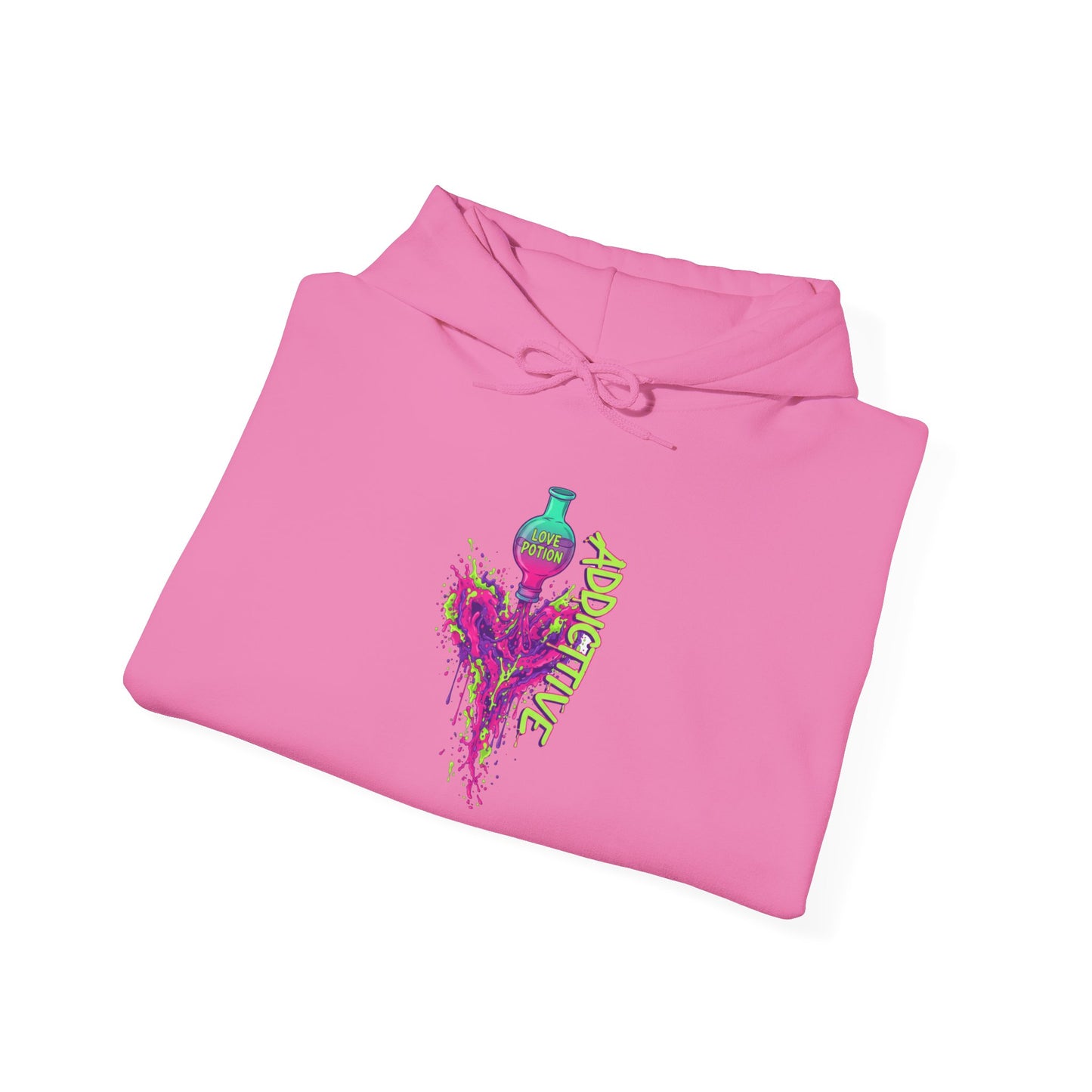 Love Potion Heart Splash Hoodie | Addictive Neon Potion Design