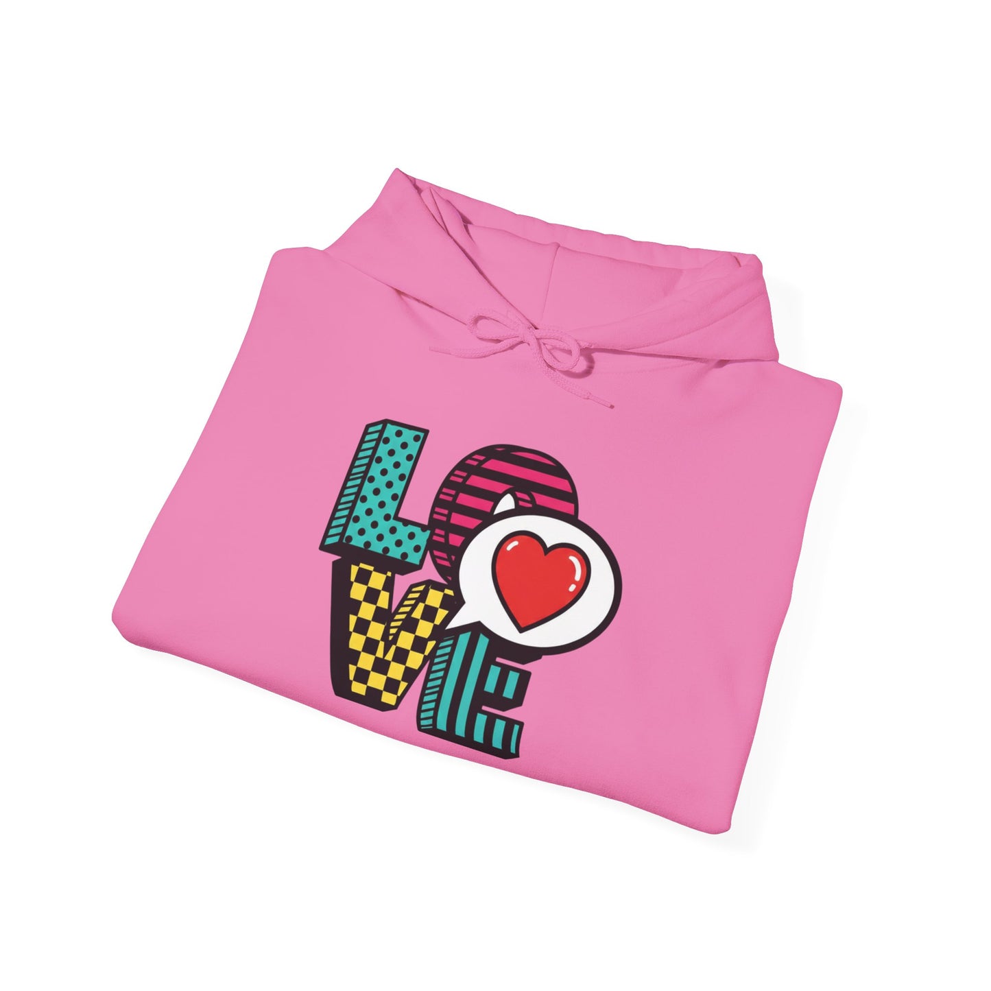 Pop Art LOVE Hoodie | Colorful Retro Heart Lettering