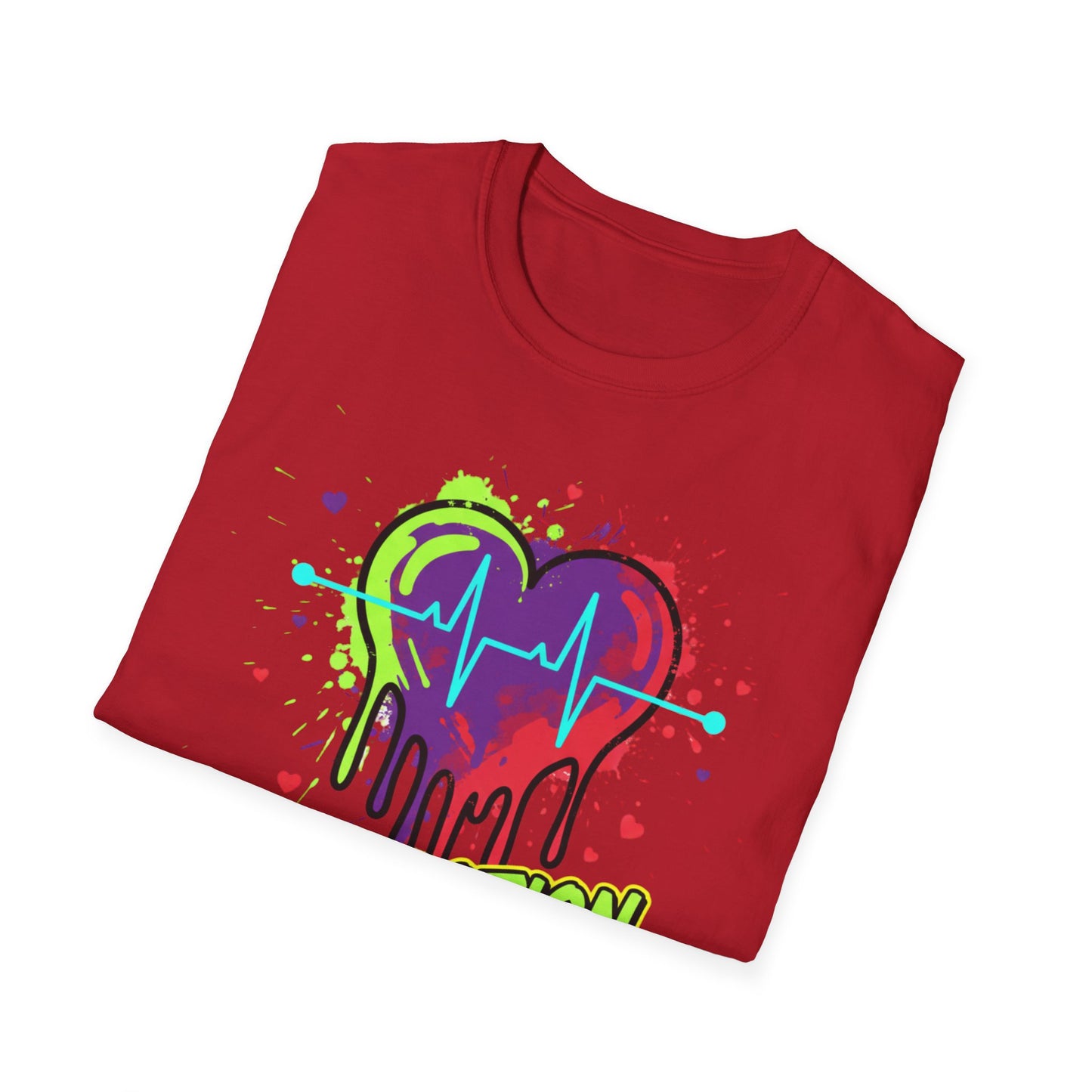 Neon Drip Heart Love Potion T-Shirt | Vibrant EKG Graphic