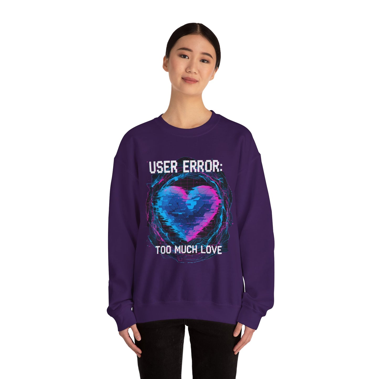 Glitch Heart Too Much Love Sweater | Vaporwave Retro Pixel Heart sweater