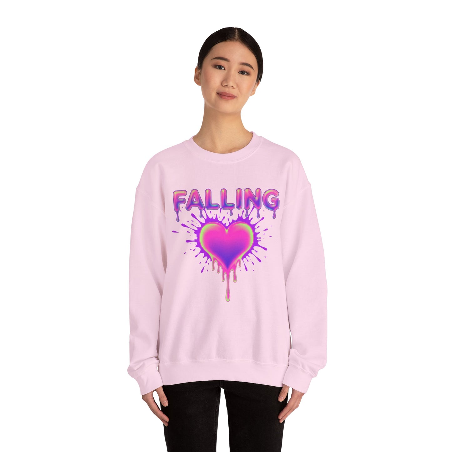 Falling Drip Heart Sweater | Neon Pink Purple Splash
