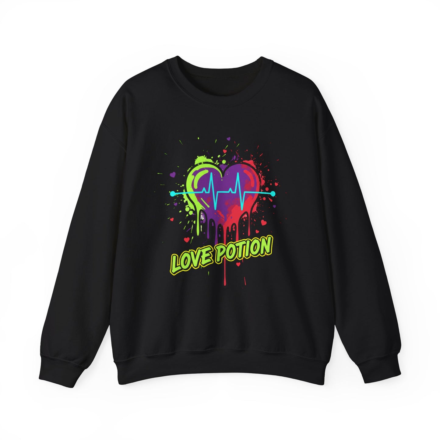 Neon Drip Heart Love Potion sweater | Vibrant EKG Graphic