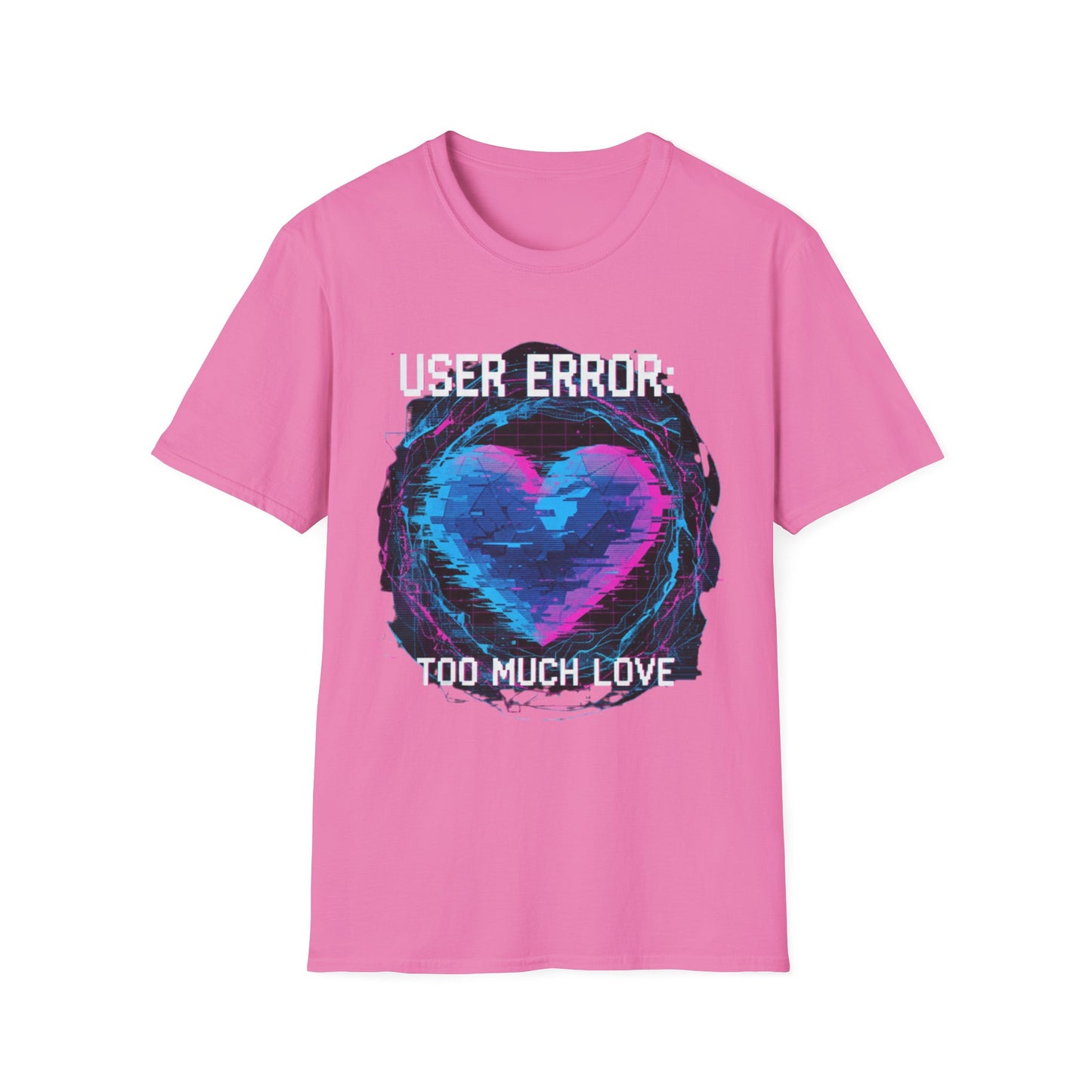 Glitch Heart Too Much Love T-Shirt | Vaporwave Retro Pixel Heart Tee