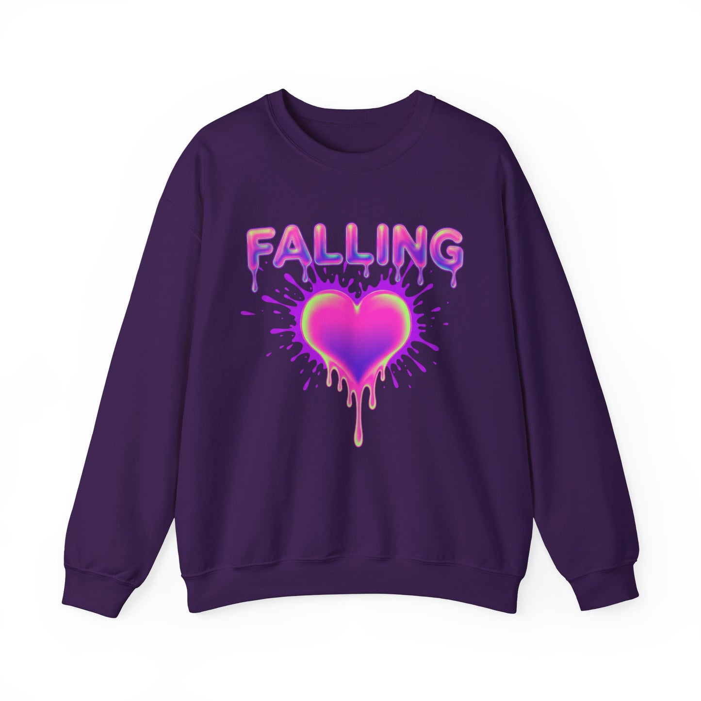 Falling Drip Heart Sweater | Neon Pink Purple Splash