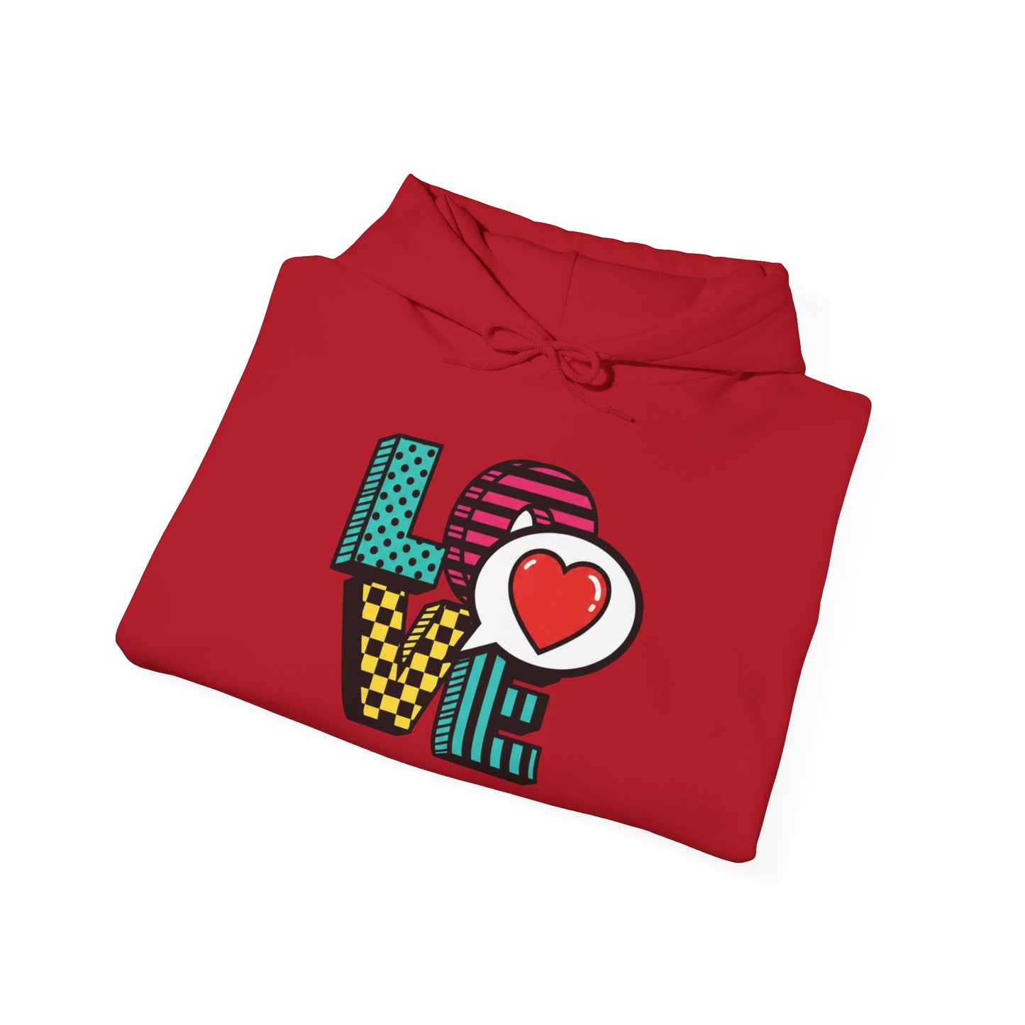 Pop Art LOVE Hoodie | Colorful Retro Heart Lettering