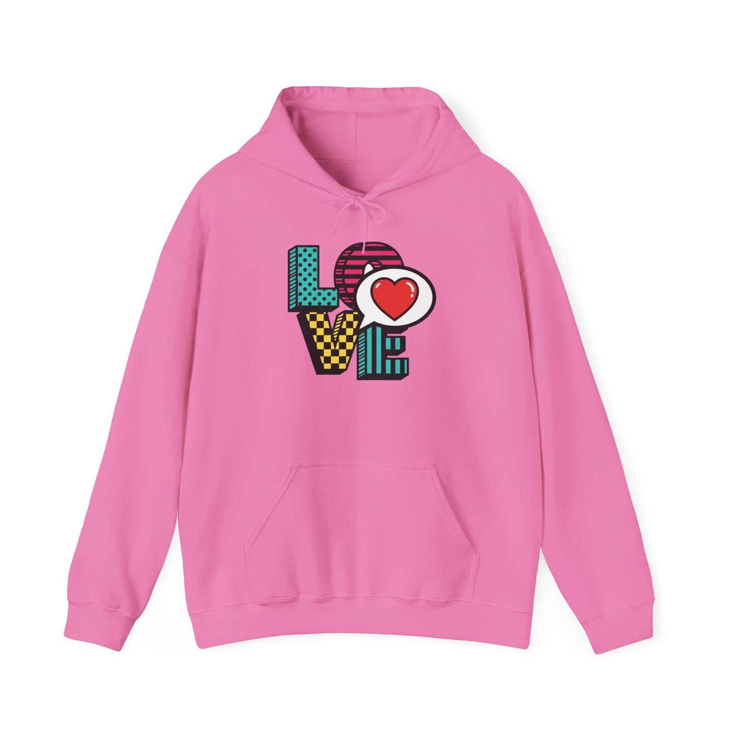 Pop Art LOVE Hoodie | Colorful Retro Heart Lettering