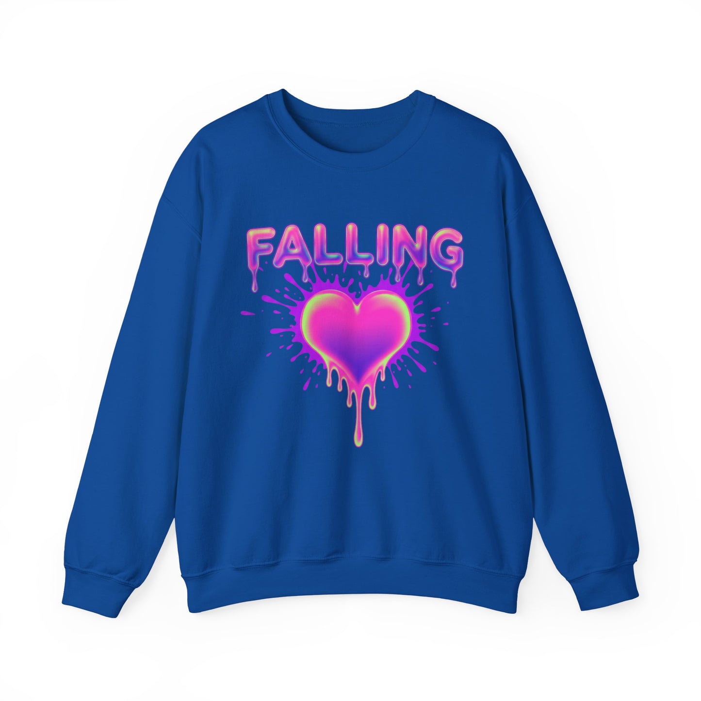 Falling Drip Heart Sweater | Neon Pink Purple Splash