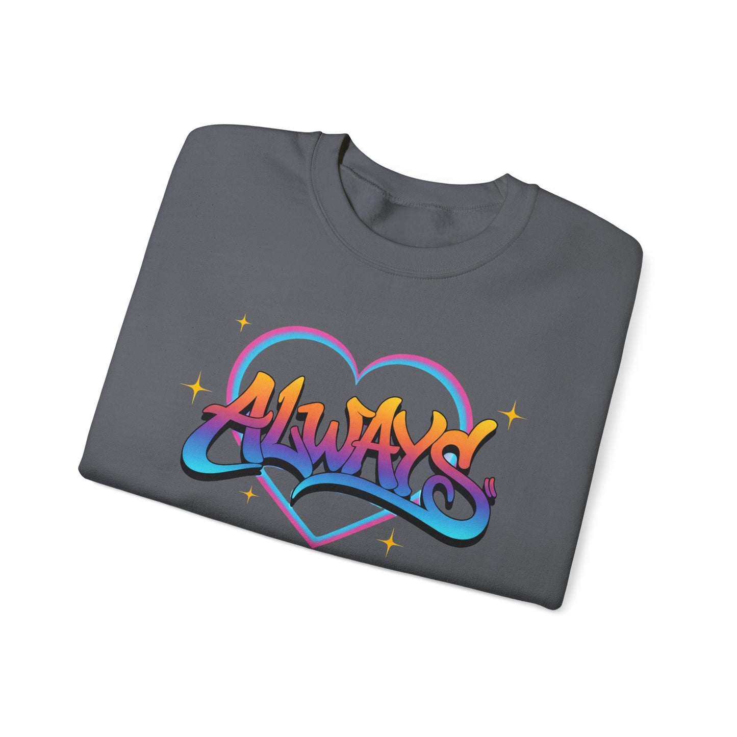 Always Love graffiti design Sweater | colorful script heart