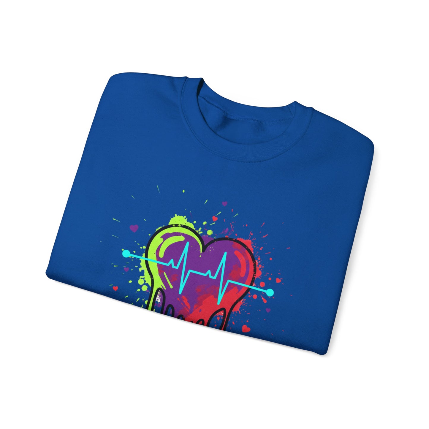 Neon Drip Heart Love Potion sweater | Vibrant EKG Graphic