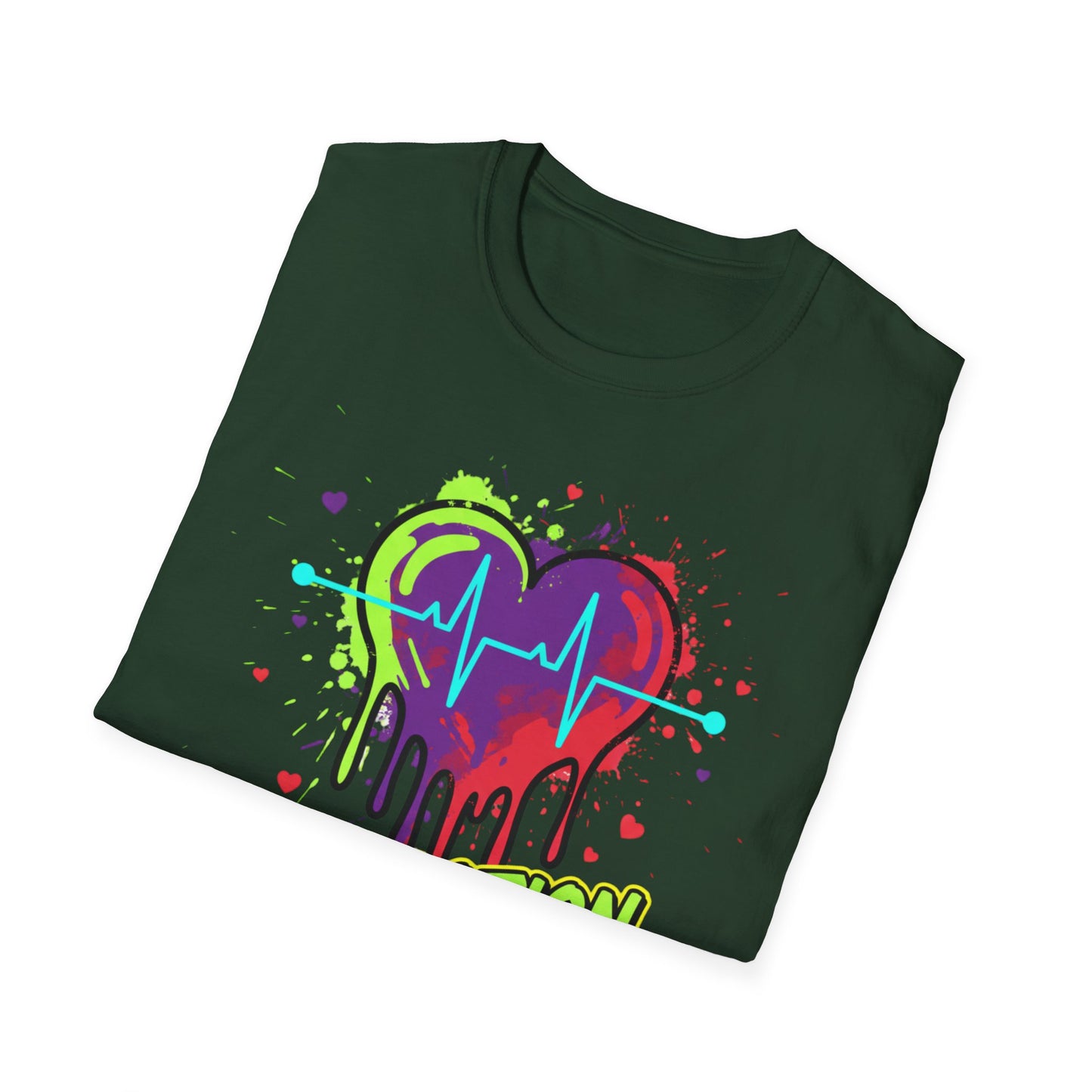 Neon Drip Heart Love Potion T-Shirt | Vibrant EKG Graphic