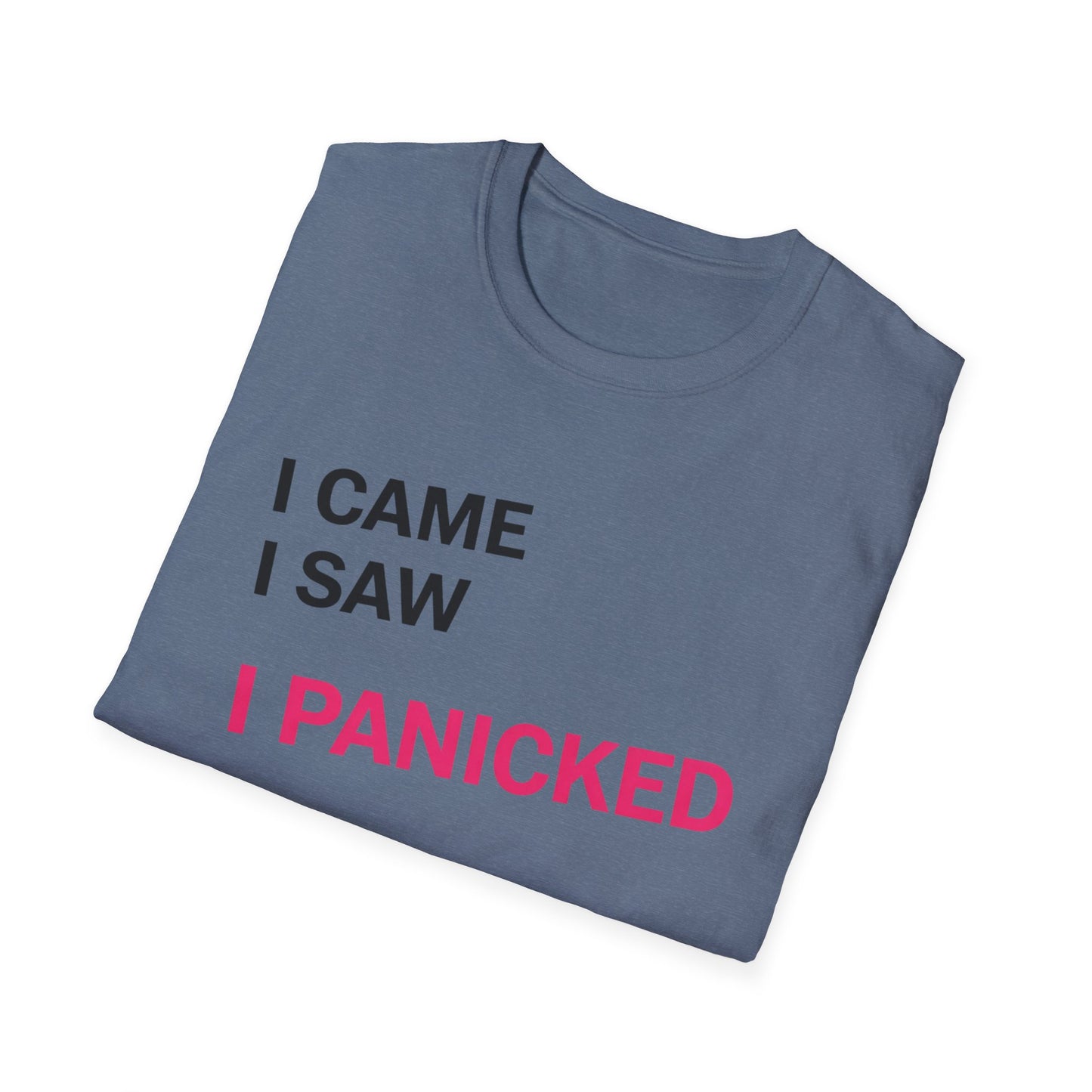 I Came I Saw I panicked Unisex Softstyle T-Shirt
