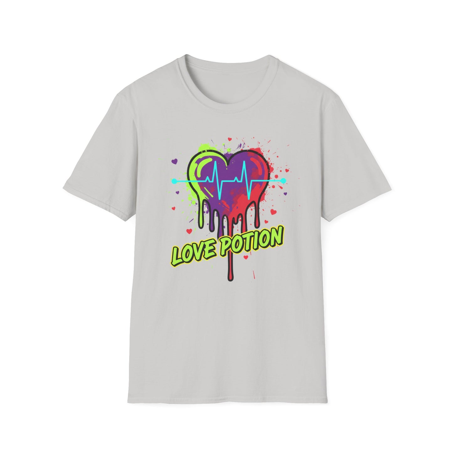 Neon Drip Heart Love Potion T-Shirt | Vibrant EKG Graphic