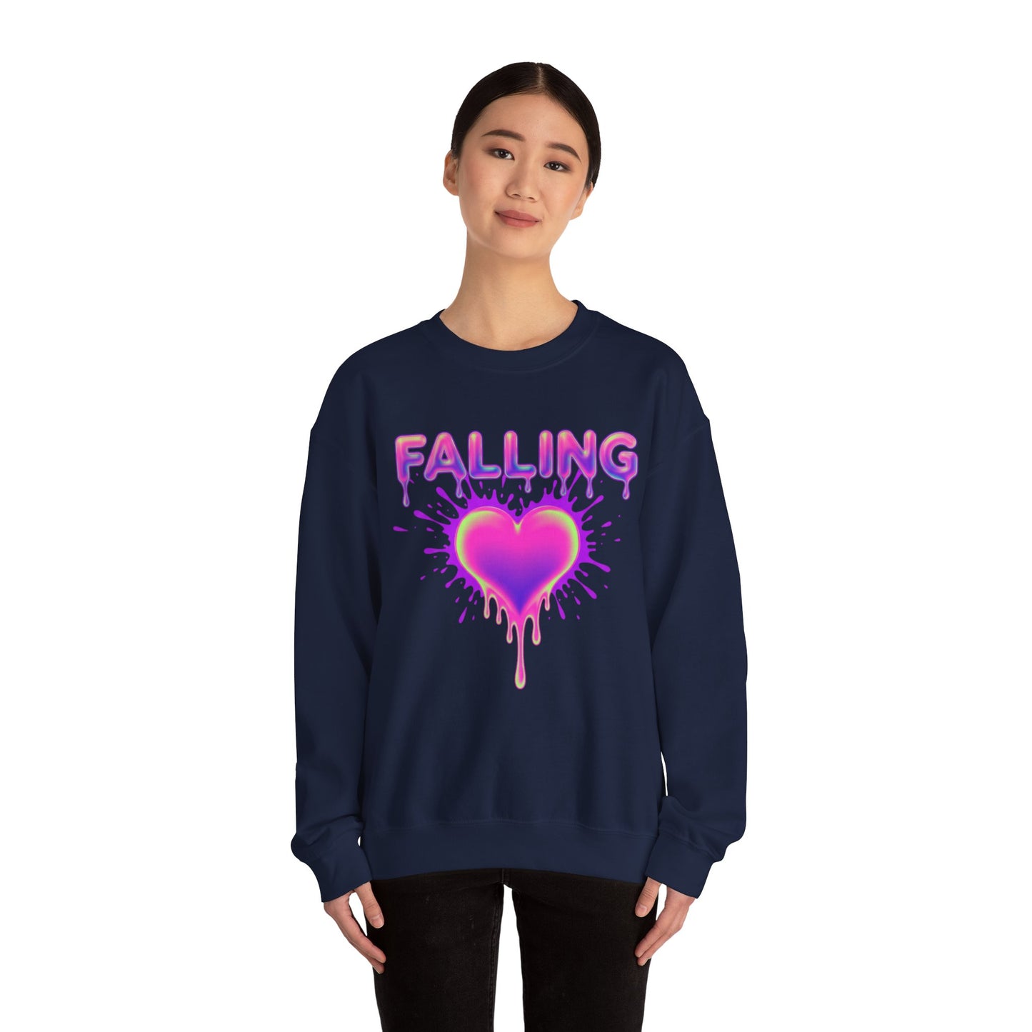 Falling Drip Heart Sweater | Neon Pink Purple Splash
