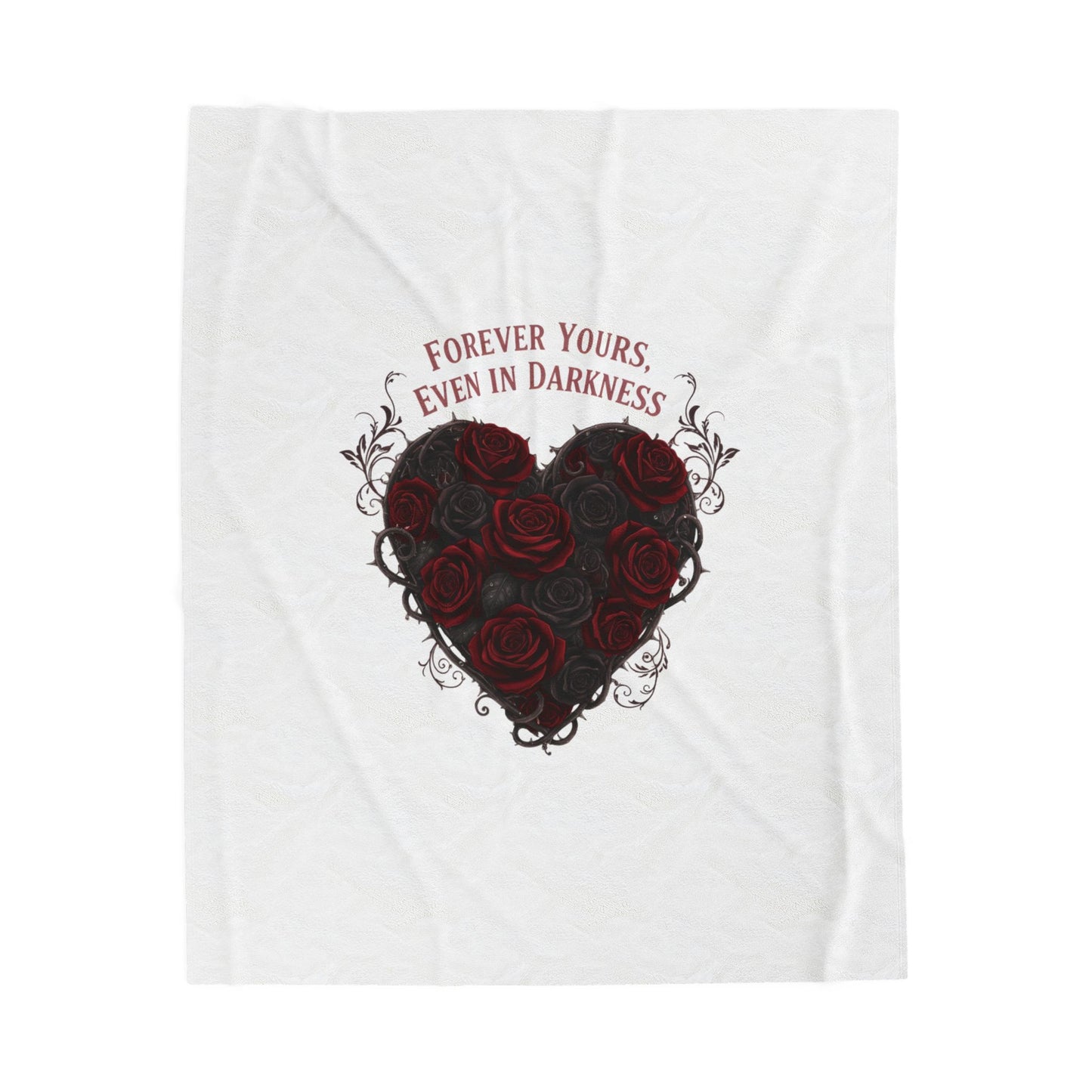 Forever Yours Even in Darkness Velveteen Blanket | Goth Valentine, Black Rose Dark Romance