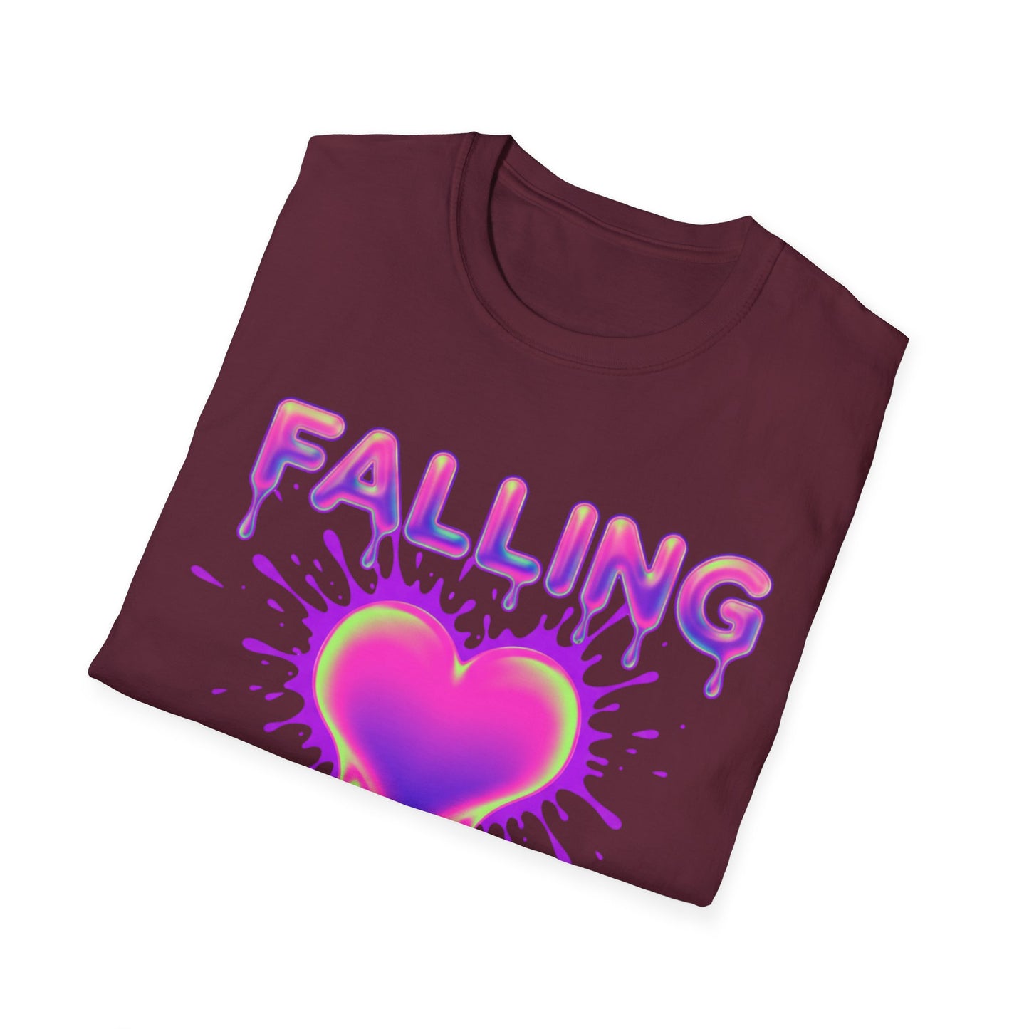 Falling Drip Heart T-Shirt | Neon Pink Purple Splash