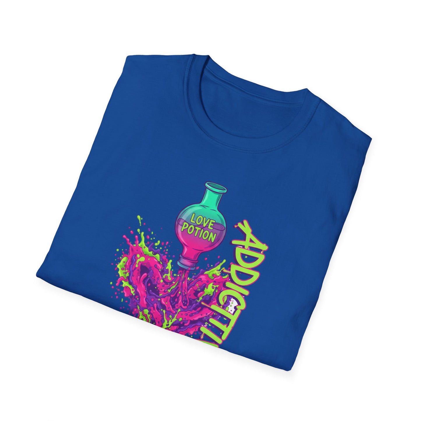 Love Potion Heart Splash T-Shirt | Addictive Neon Potion Design