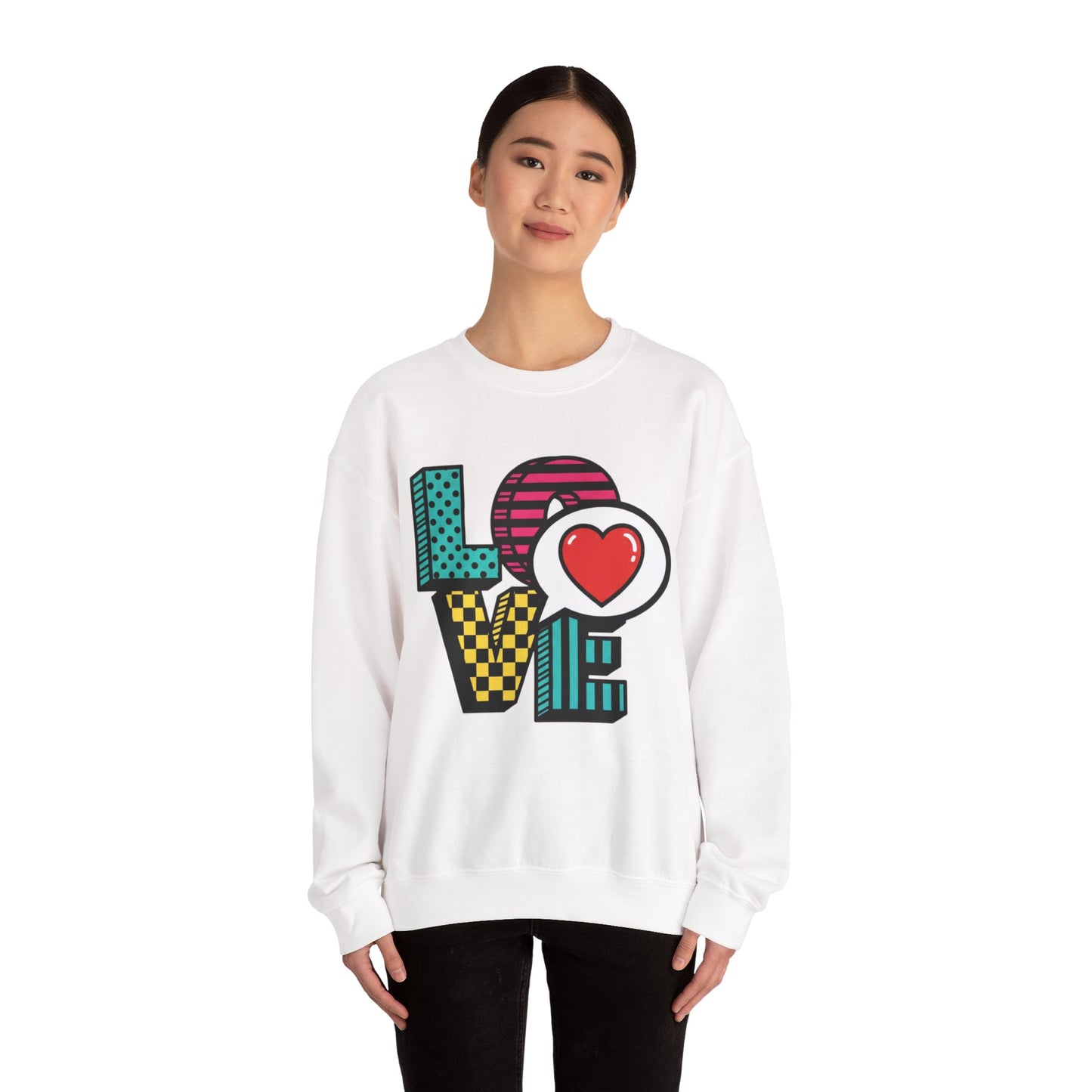 Pop Art LOVE Heart Sweater | Graphic Typography crewneck