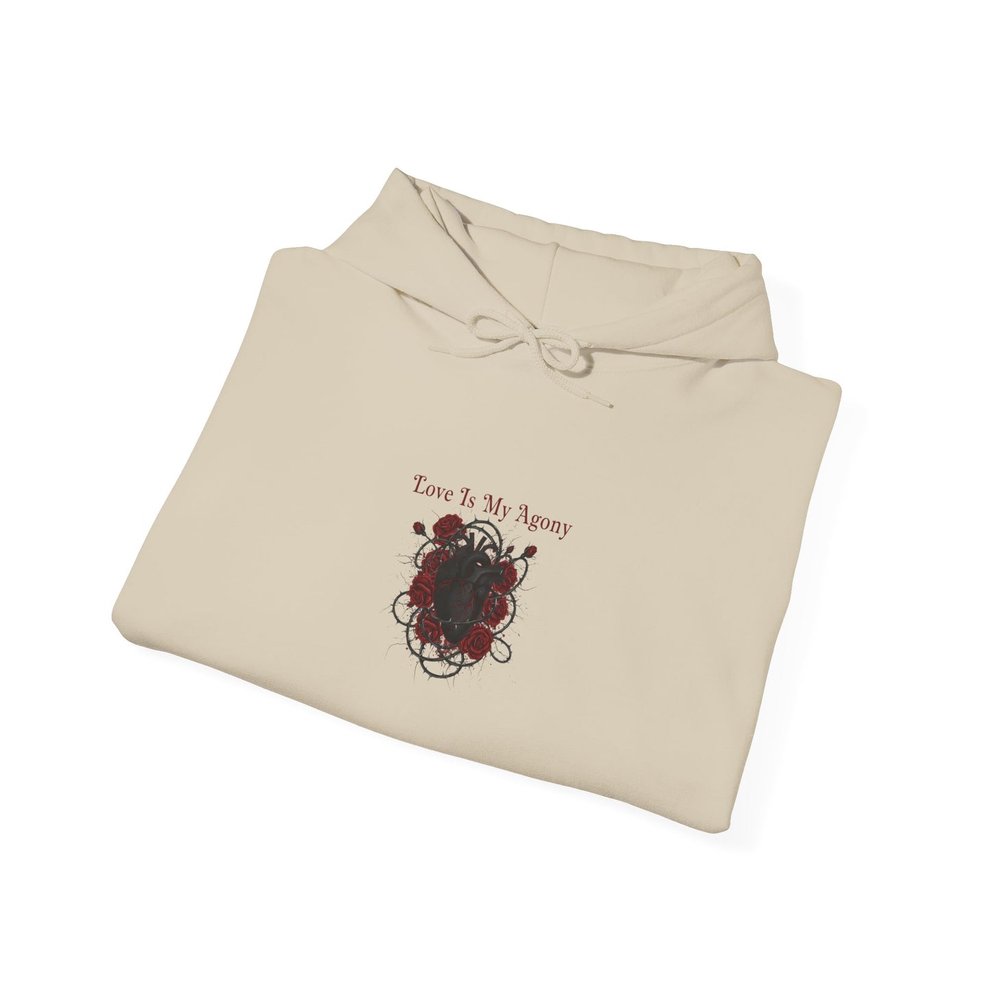 Love Is My Agony Hoodie | Goth Valentine, Dark Romance, Black Rose Emblem