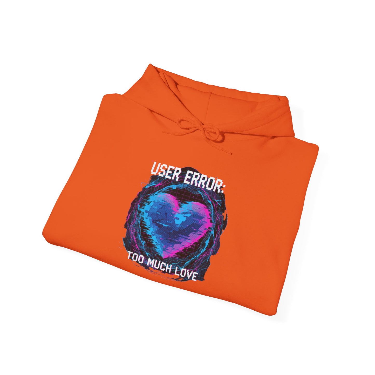 Glitch Heart Graphic Hoodie | Vaporwave Neon Heart, Too Much Love