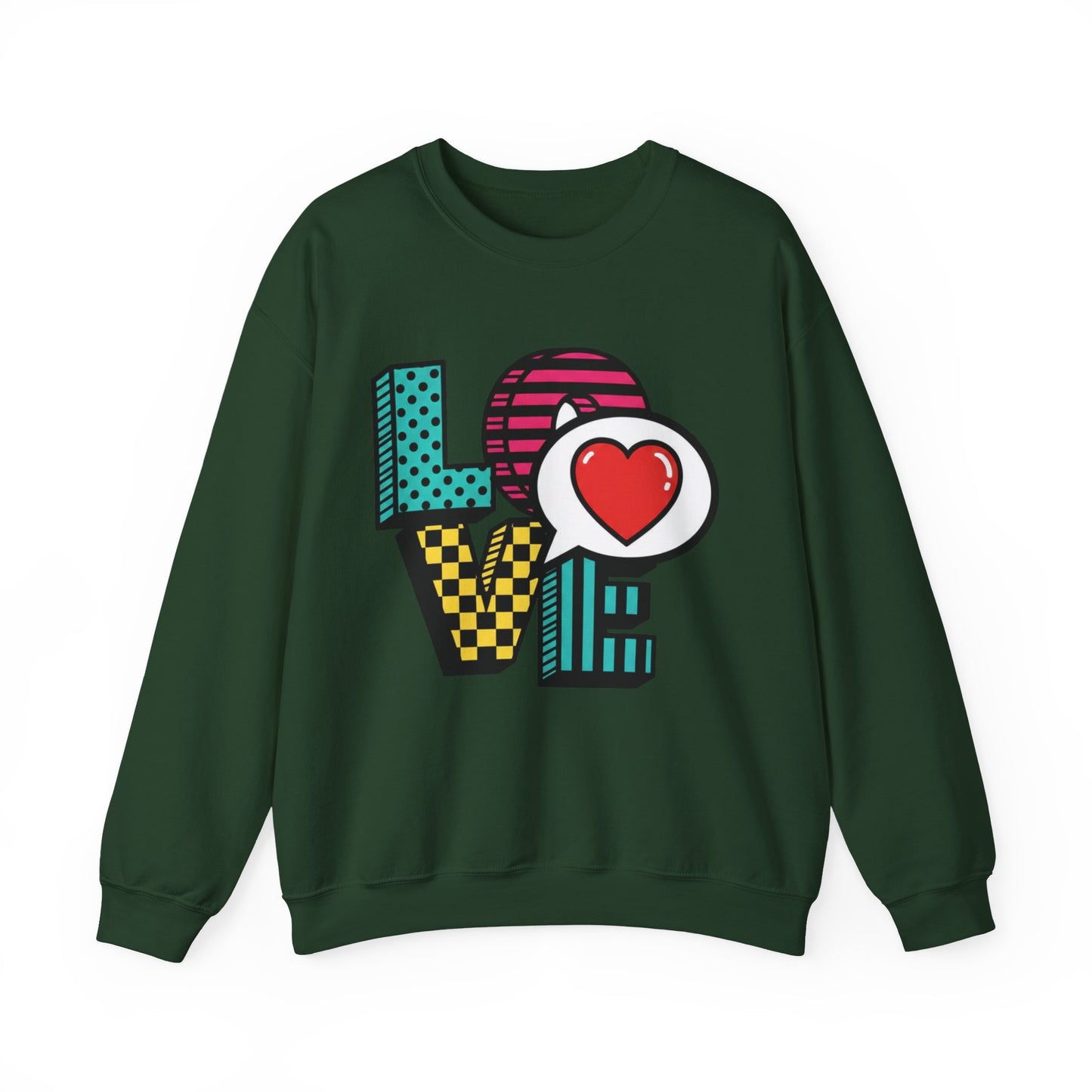 Pop Art LOVE Heart Sweater | Graphic Typography crewneck