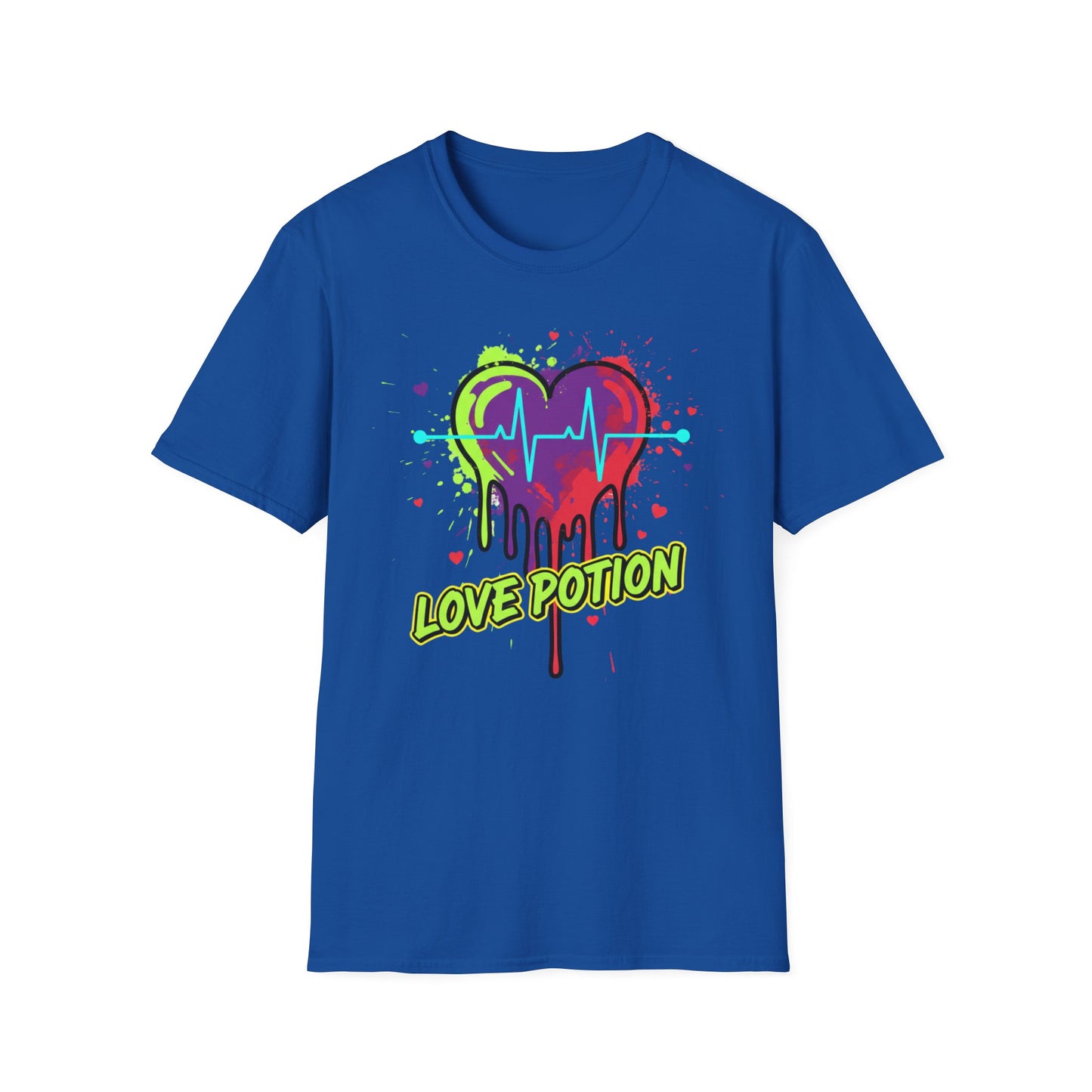 Neon Drip Heart Love Potion T-Shirt | Vibrant EKG Graphic