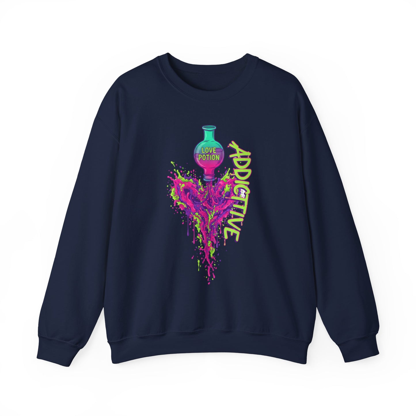 Love Potion Heart Splash Sweater | Addictive Neon Potion Design