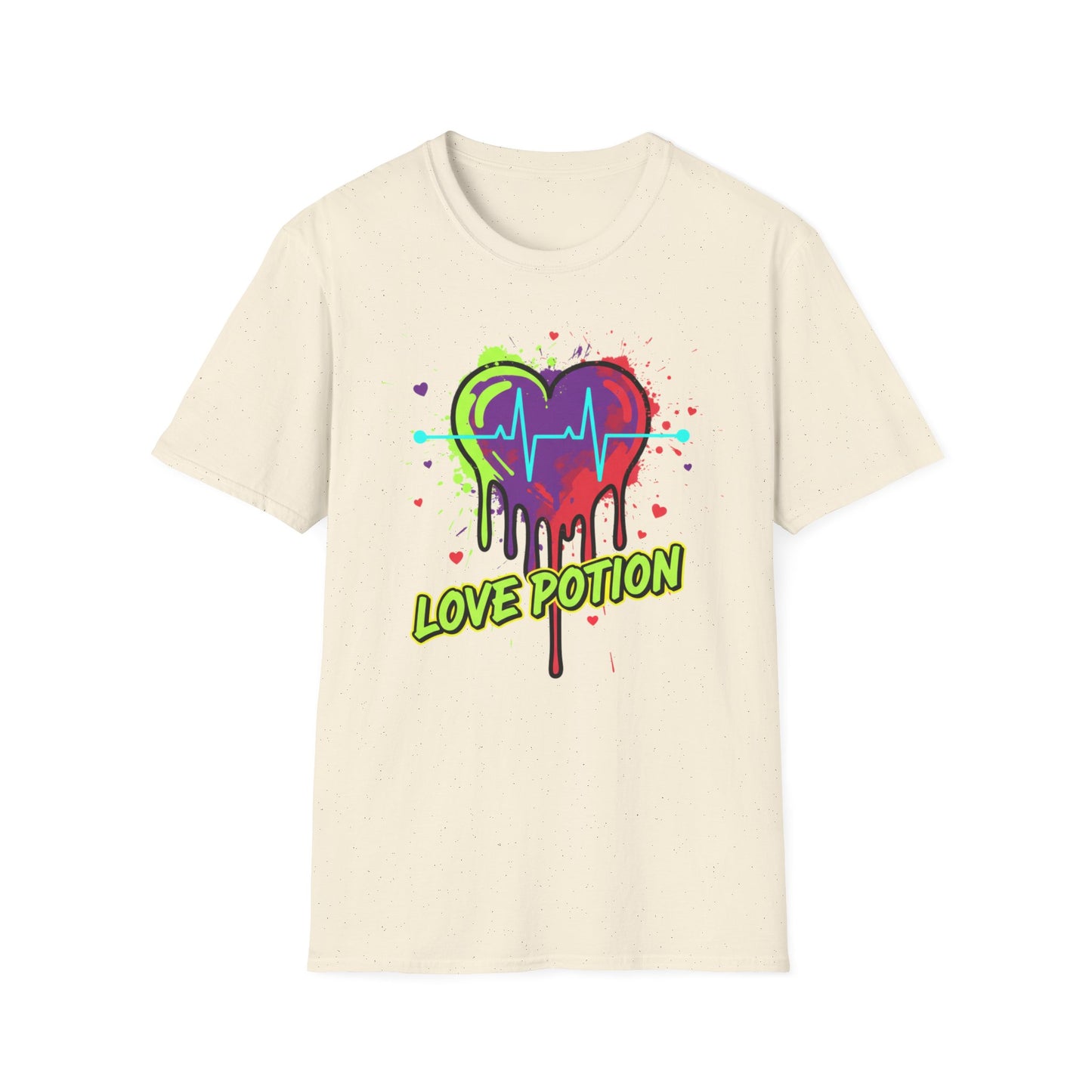 Neon Drip Heart Love Potion T-Shirt | Vibrant EKG Graphic
