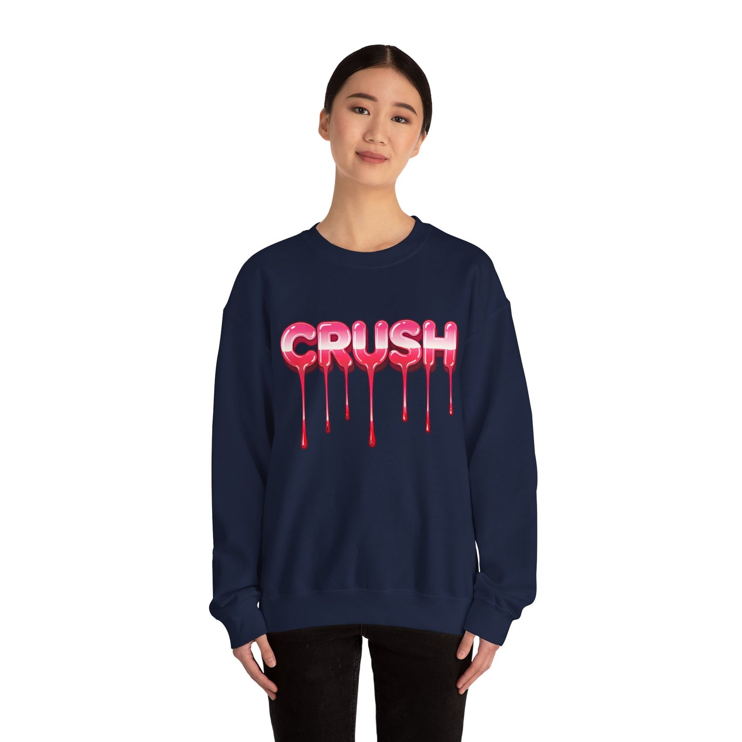 Dripping Pink 'CRUSH' Graphic sweater | Candy Heart Typography Tee