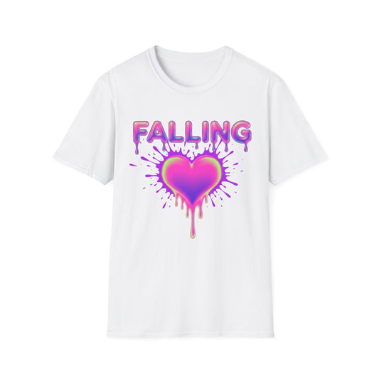 Falling Drip Heart T-Shirt | Neon Pink Purple Splash