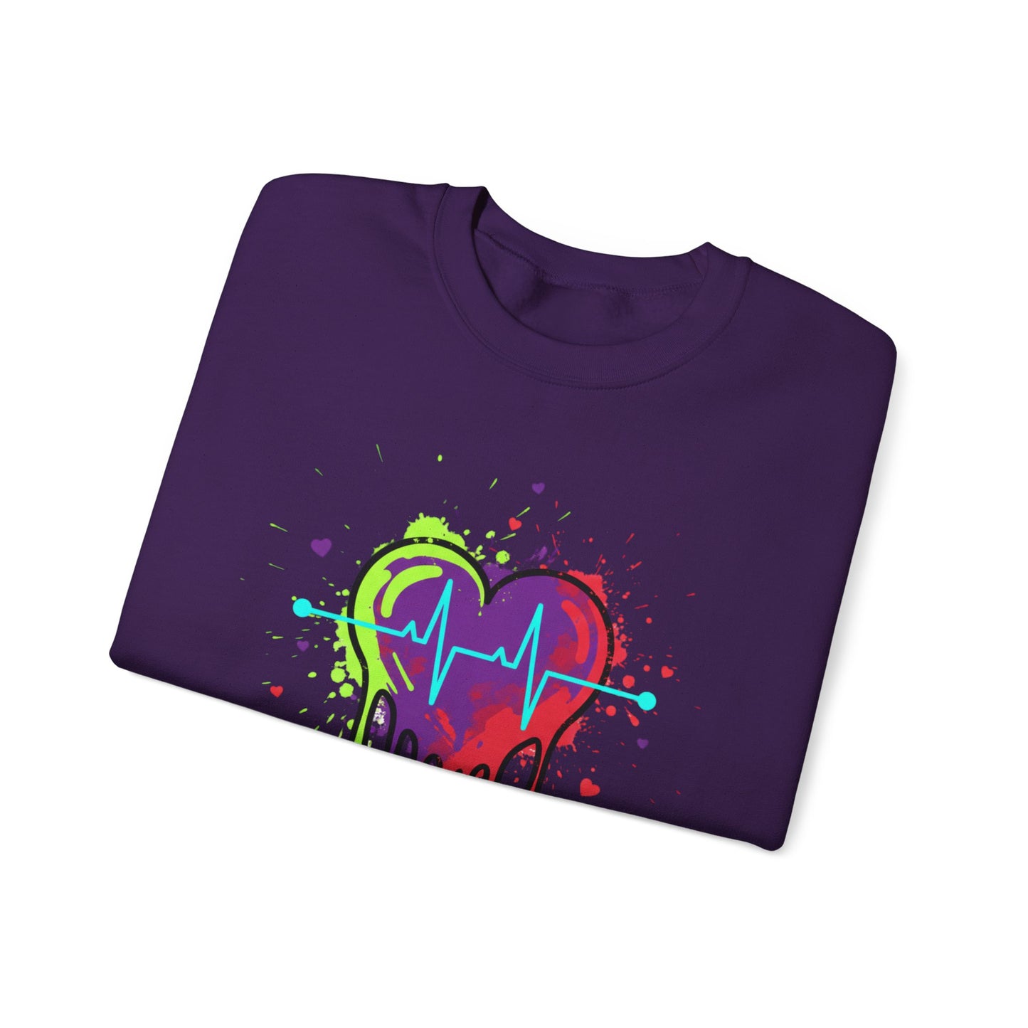 Neon Drip Heart Love Potion sweater | Vibrant EKG Graphic