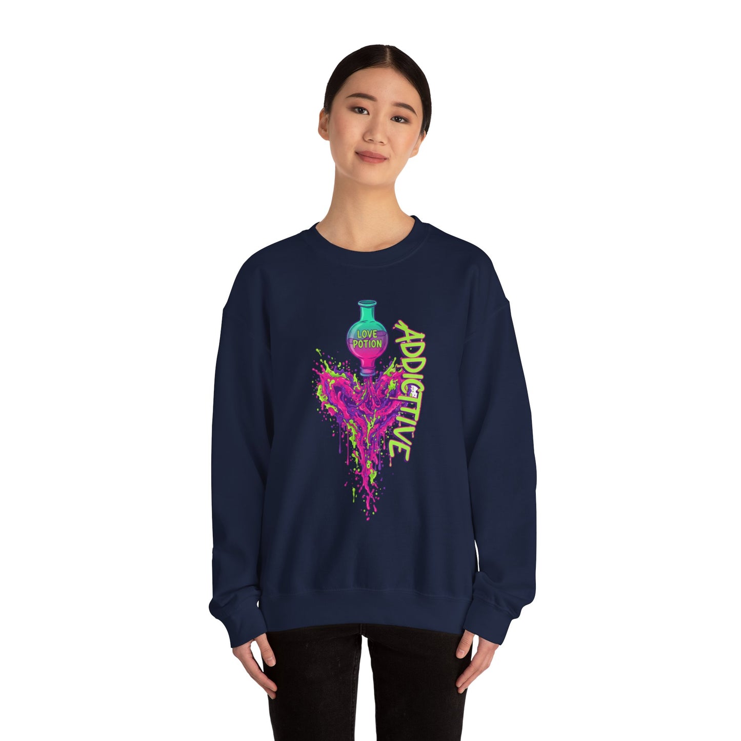 Love Potion Heart Splash Sweater | Addictive Neon Potion Design