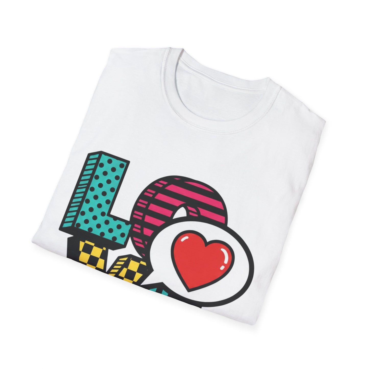 Pop Art LOVE Heart T-Shirt | Graphic Typography Tee