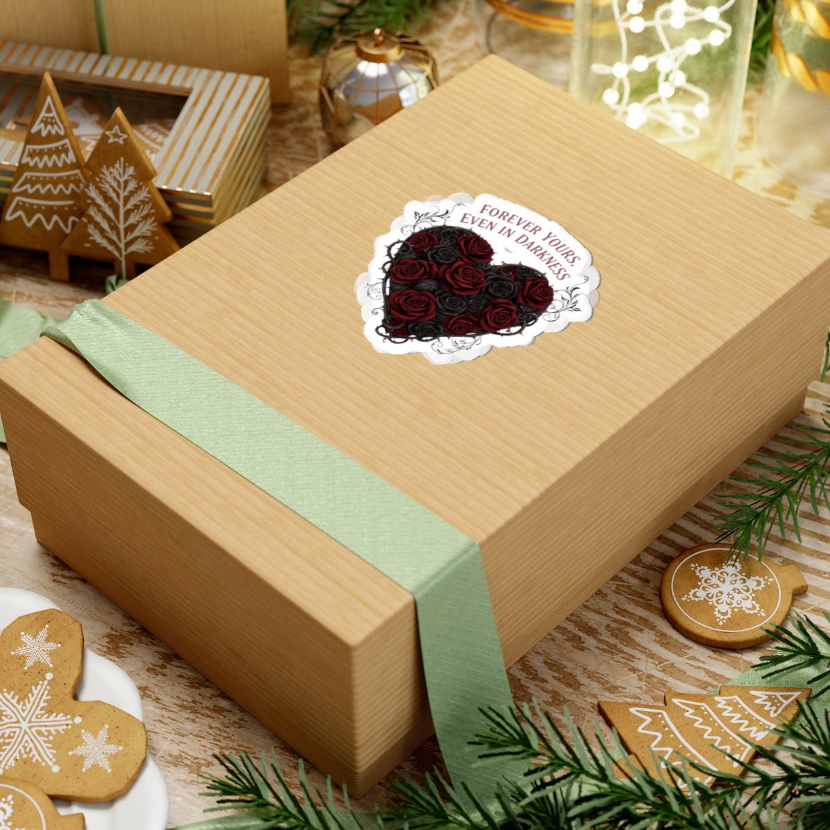 Forever Yours Even in Darkness heart rose sticker | goth valentine, dark romance