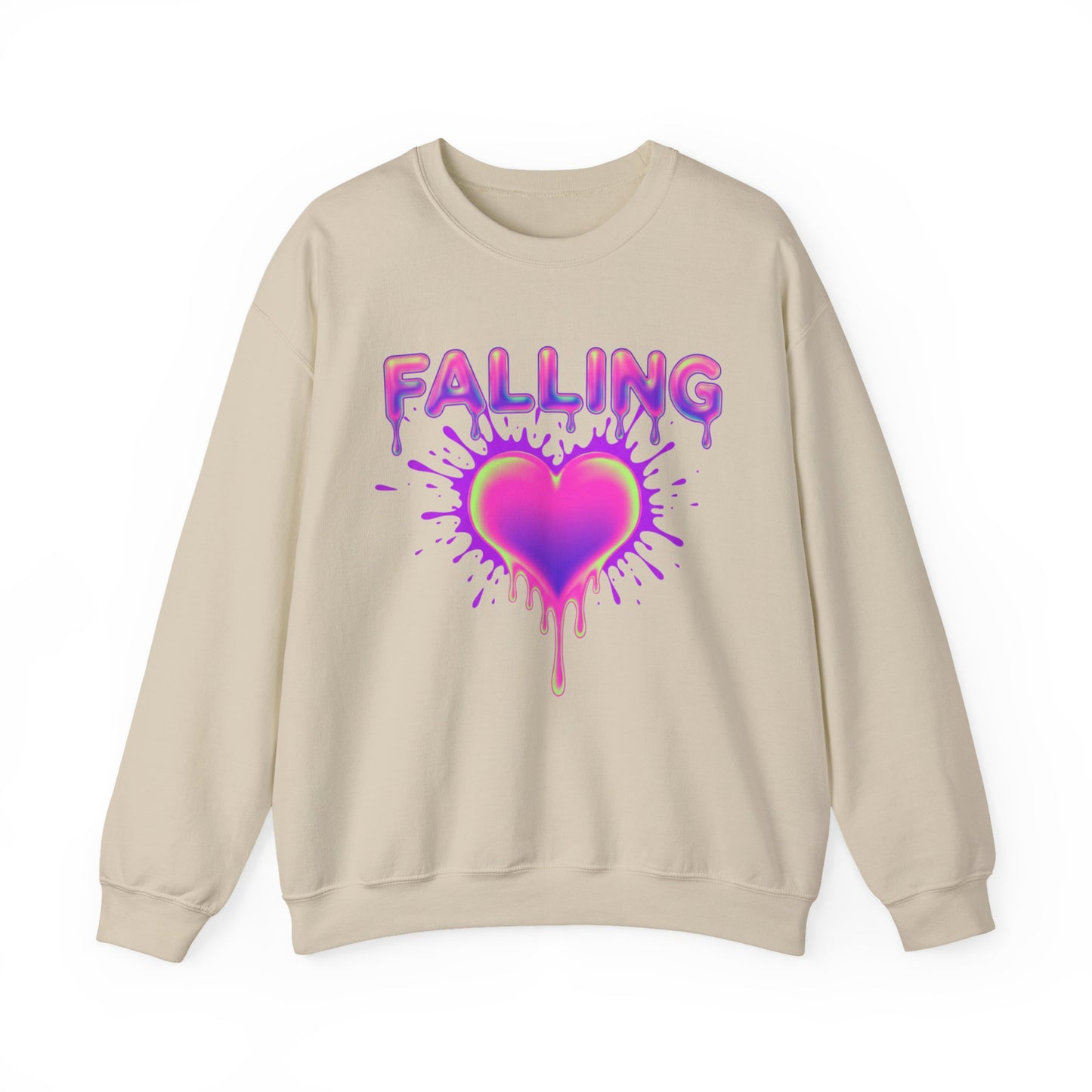 Falling Drip Heart Sweater | Neon Pink Purple Splash
