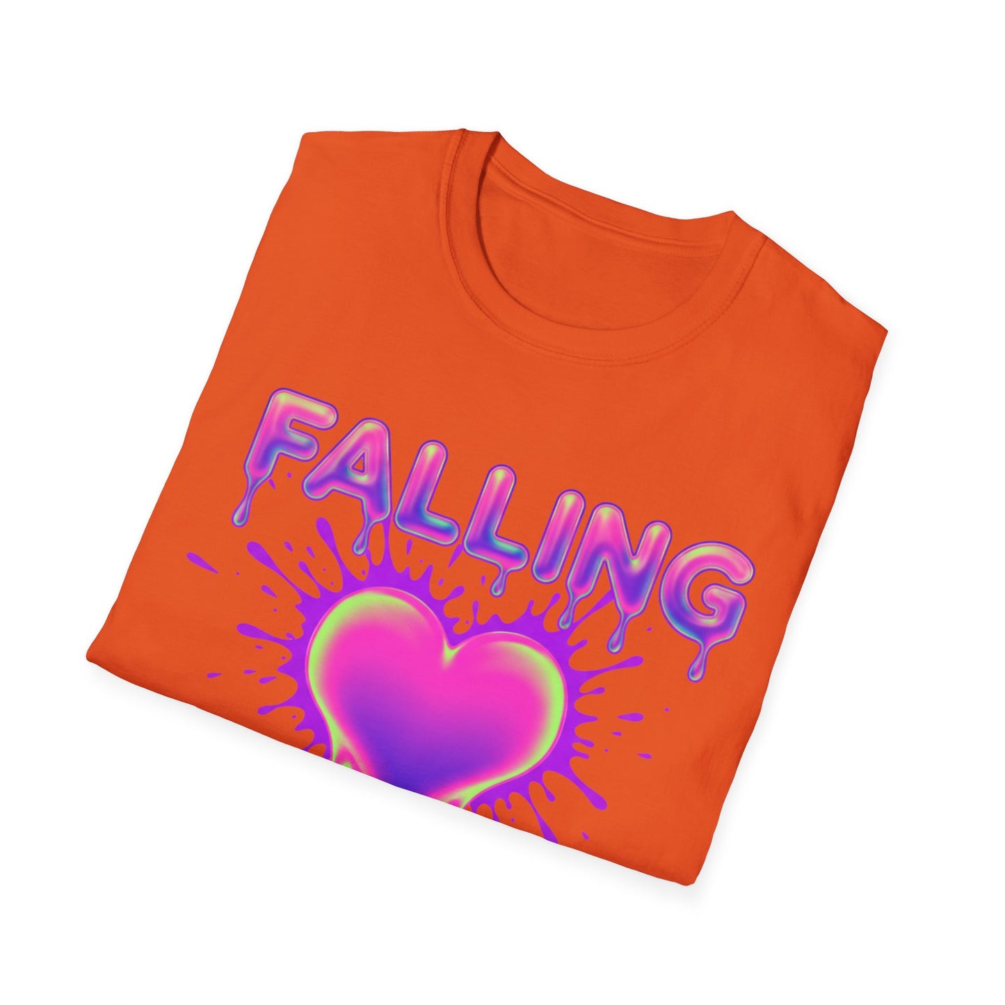 Falling Drip Heart T-Shirt | Neon Pink Purple Splash