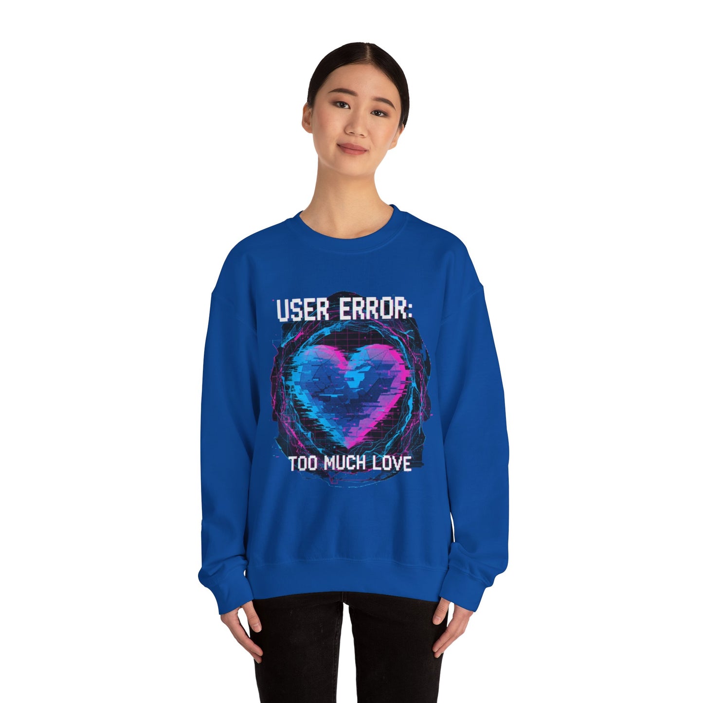Glitch Heart Too Much Love Sweater | Vaporwave Retro Pixel Heart sweater