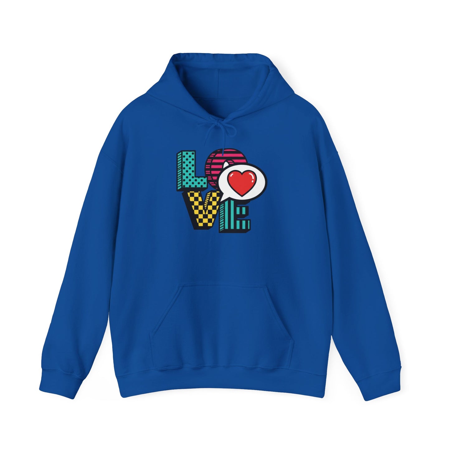 Pop Art LOVE Hoodie | Colorful Retro Heart Lettering