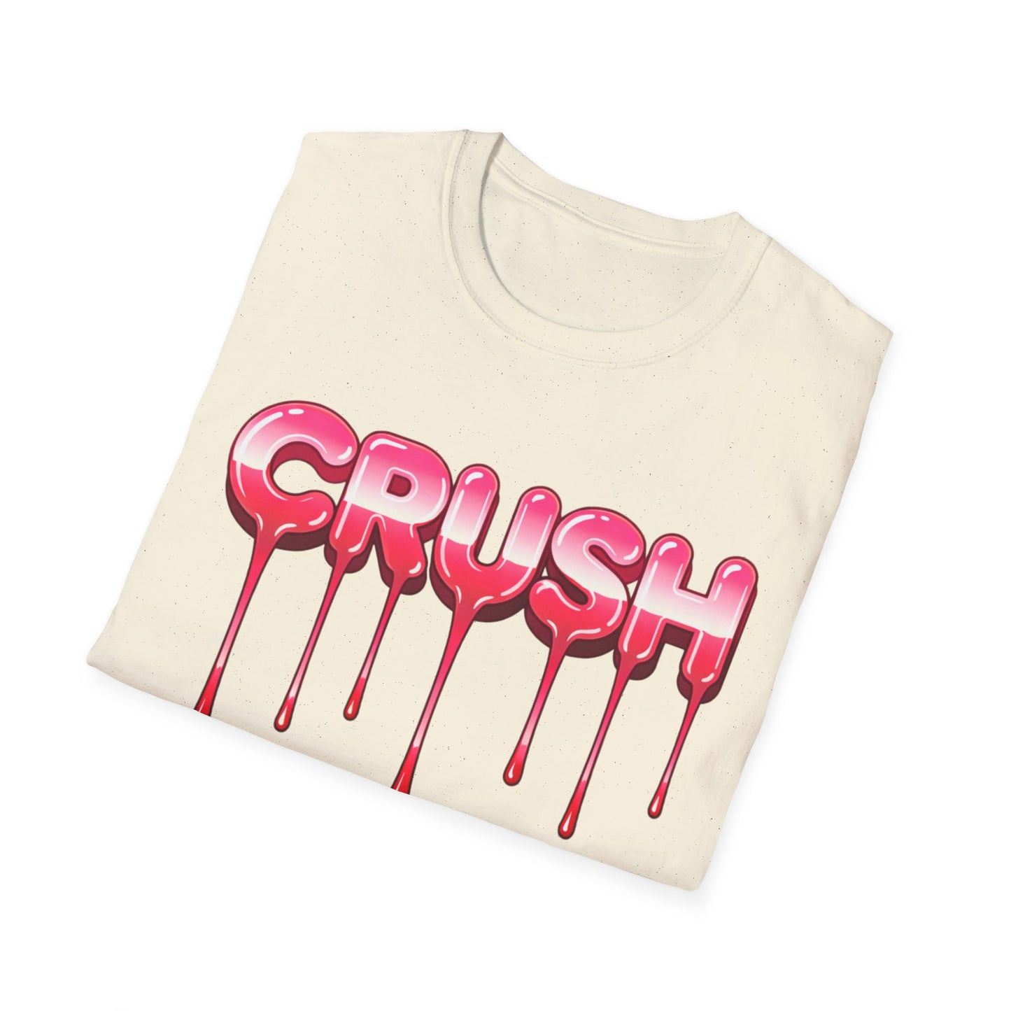 Dripping Pink 'CRUSH' Graphic T-Shirt | Candy Heart Typography Tee