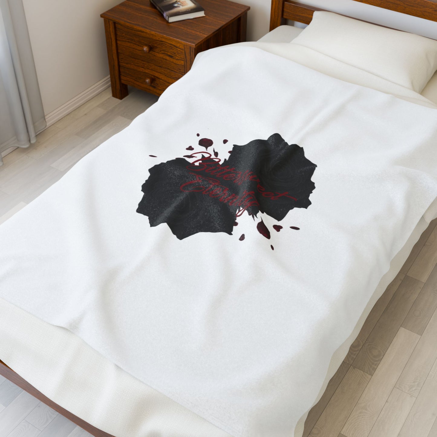 Black Rose Velvet Blanket | Goth Valentine, Dark Romance Velveteen Plush