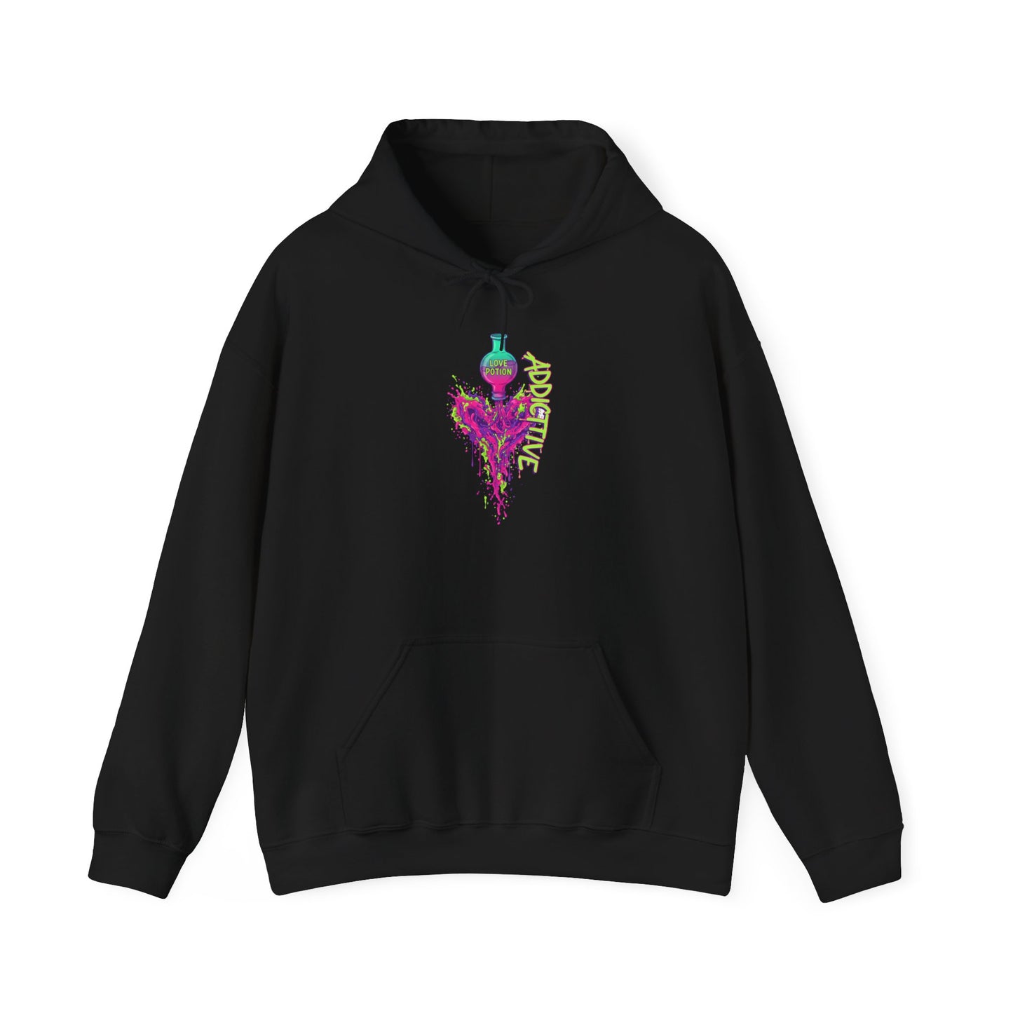Love Potion Heart Splash Hoodie | Addictive Neon Potion Design