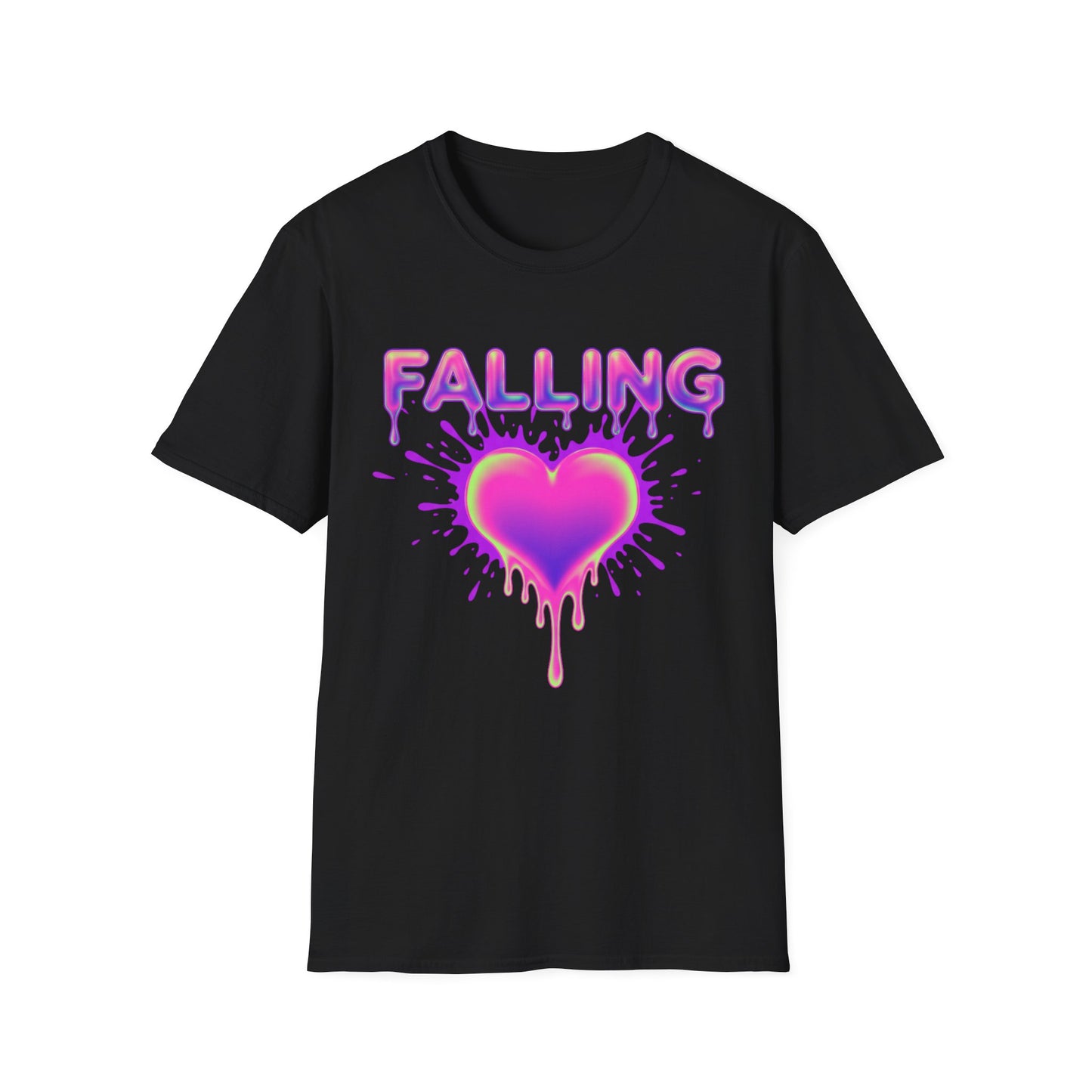 Falling Drip Heart T-Shirt | Neon Pink Purple Splash