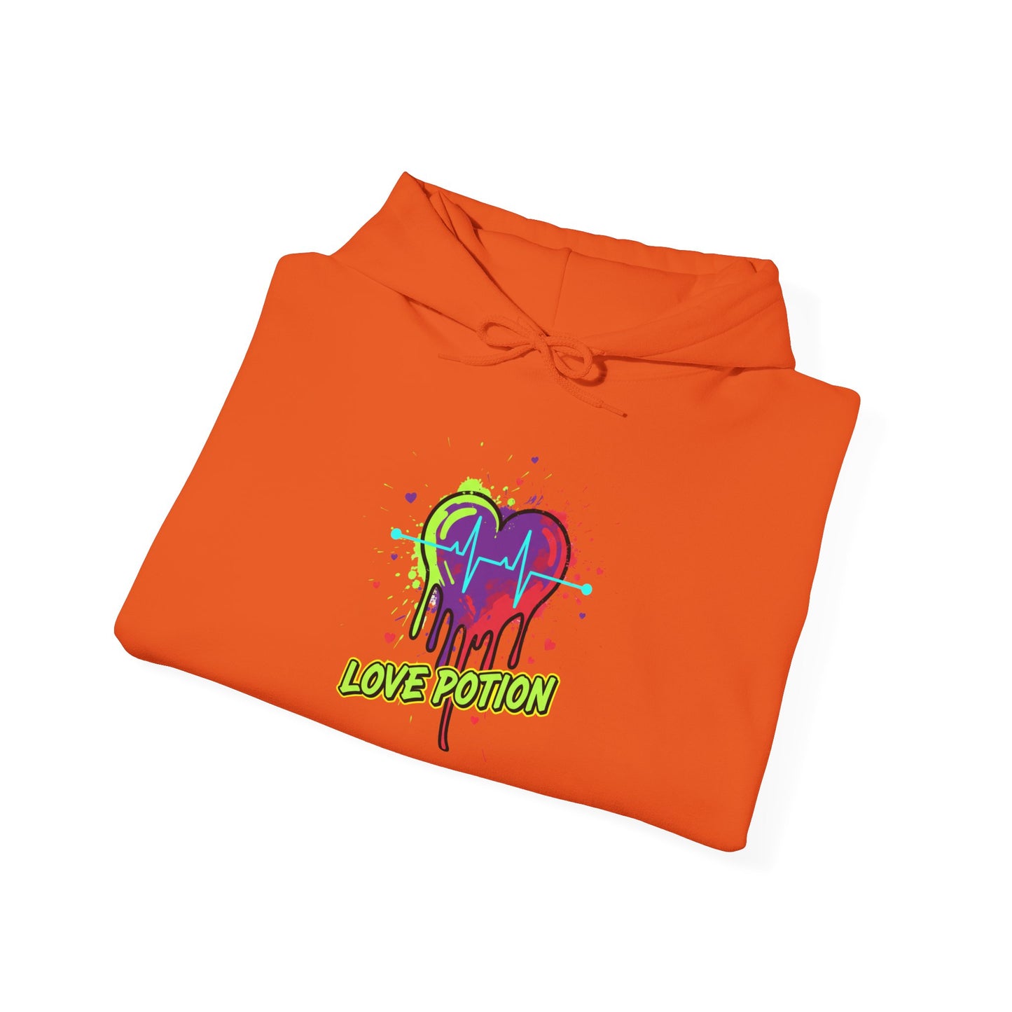 Neon Drip Heart Love Potion Hoodie | Vibrant EKG Graphic