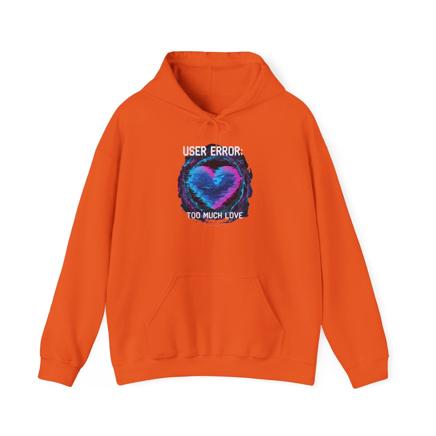 Glitch Heart Graphic Hoodie | Vaporwave Neon Heart, Too Much Love
