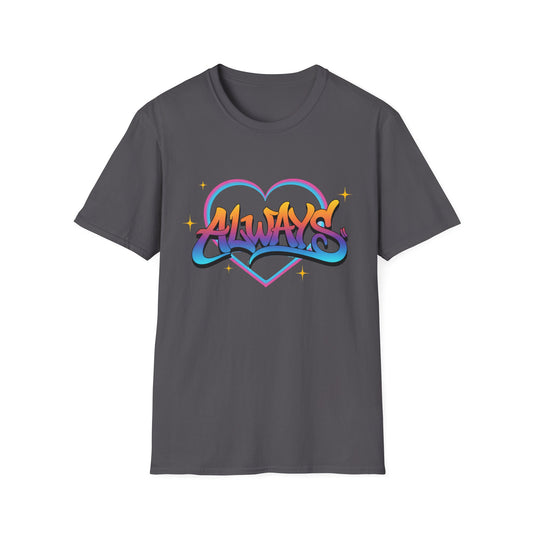 Always Love graffiti design T-Shirt | colorful script heart