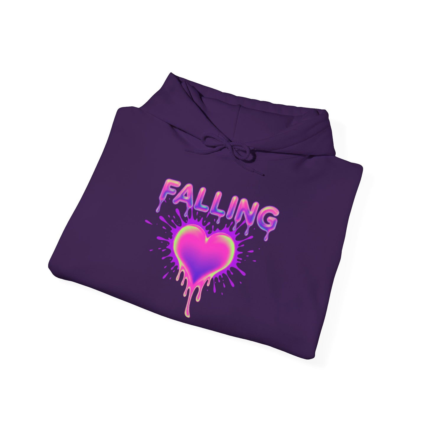 Falling Dripping Heart Hoodie | Pink Purple Splash Graphic