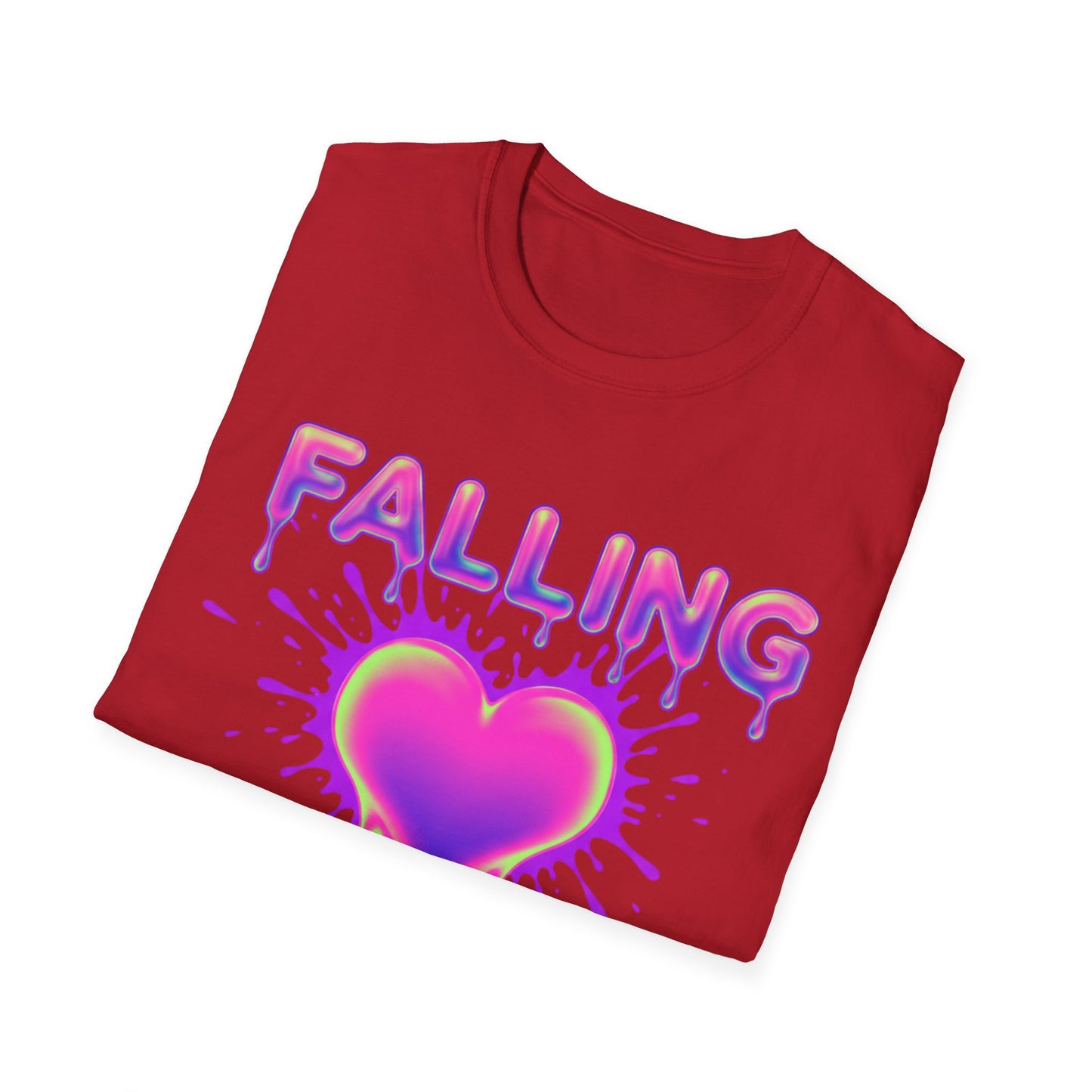 Falling Drip Heart T-Shirt | Neon Pink Purple Splash