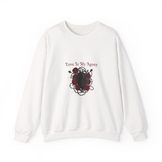 Love Is My Agony Sweatshirt | Goth Valentine, Dark Romance, Black Rose Emblem
